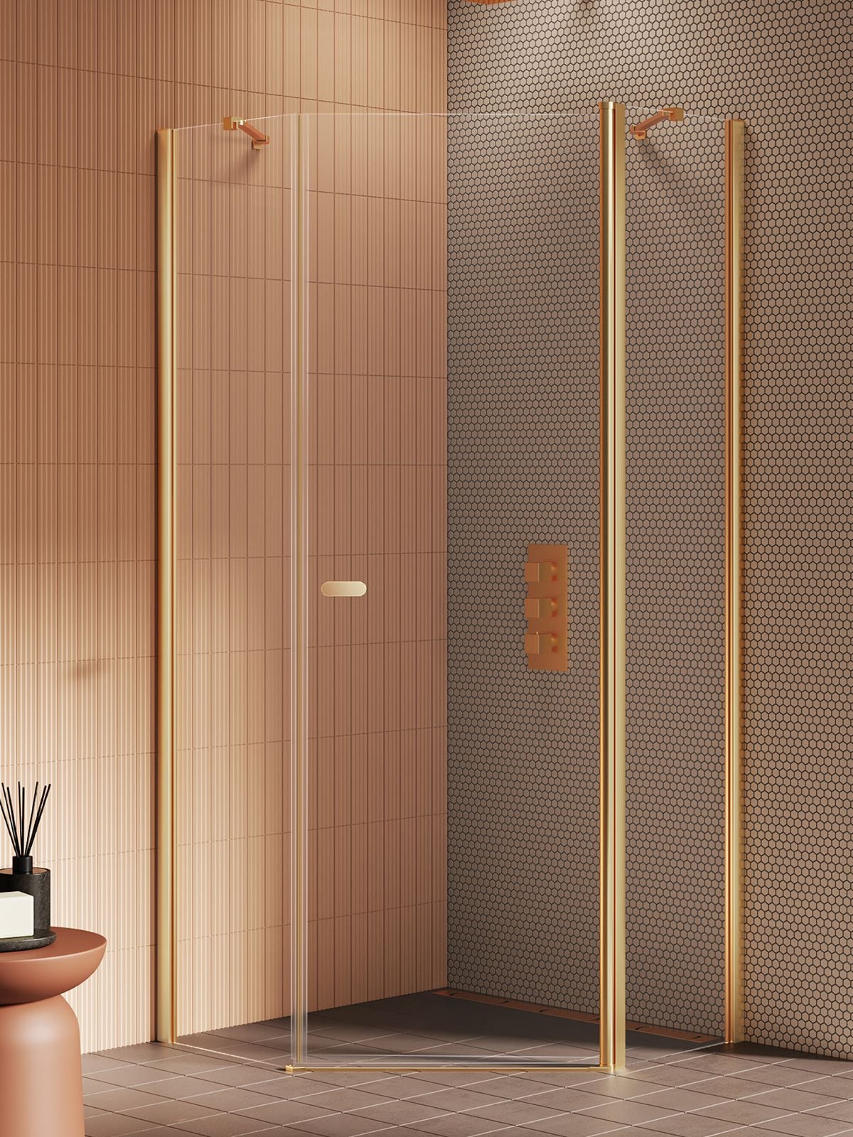 New Trendy New Soleo Gold Brushed cabină de duș 90x90 cm auriu periat/sticlă transparentă K-3582