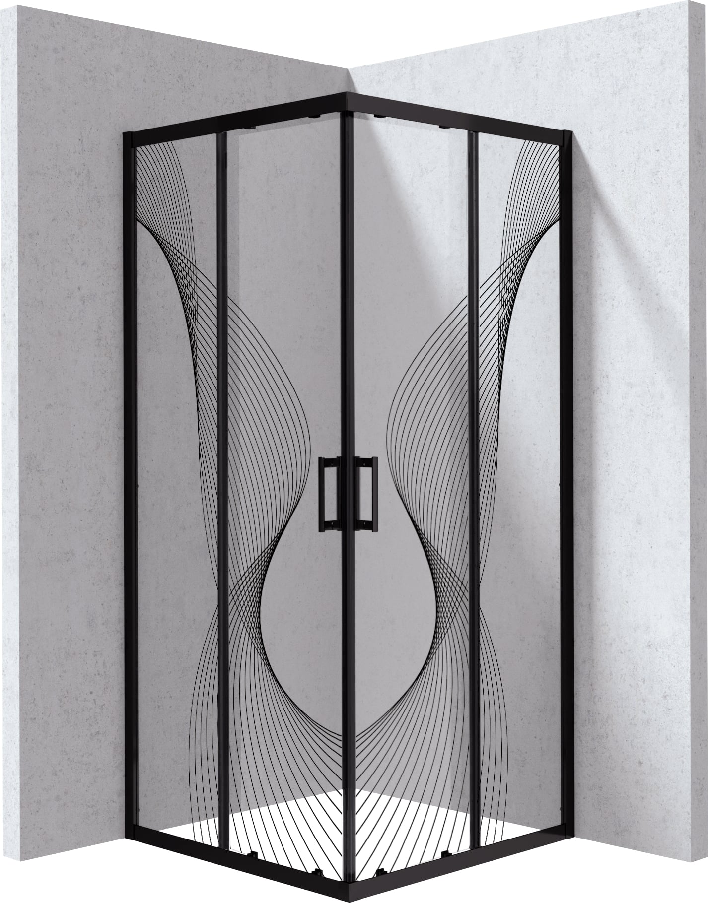 Deante Funkia Evo cabină de duș 90x90 cm pătrat negru mat/sticlă cu model KYC_NB99P