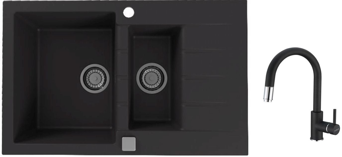 Set chiuvetă din granit Alveus Cadit 1131361, baterie bucătărie Alveus Delos 1129022