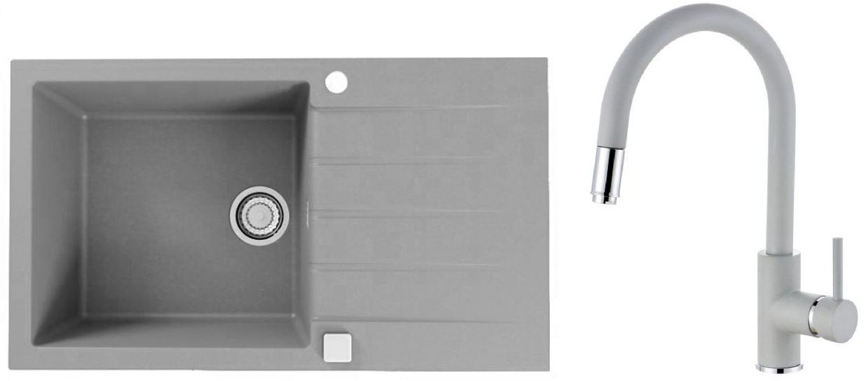 Set chiuvetă din granit Alveus Cadit 1132030, baterie bucătărie Alveus Delos 1129019
