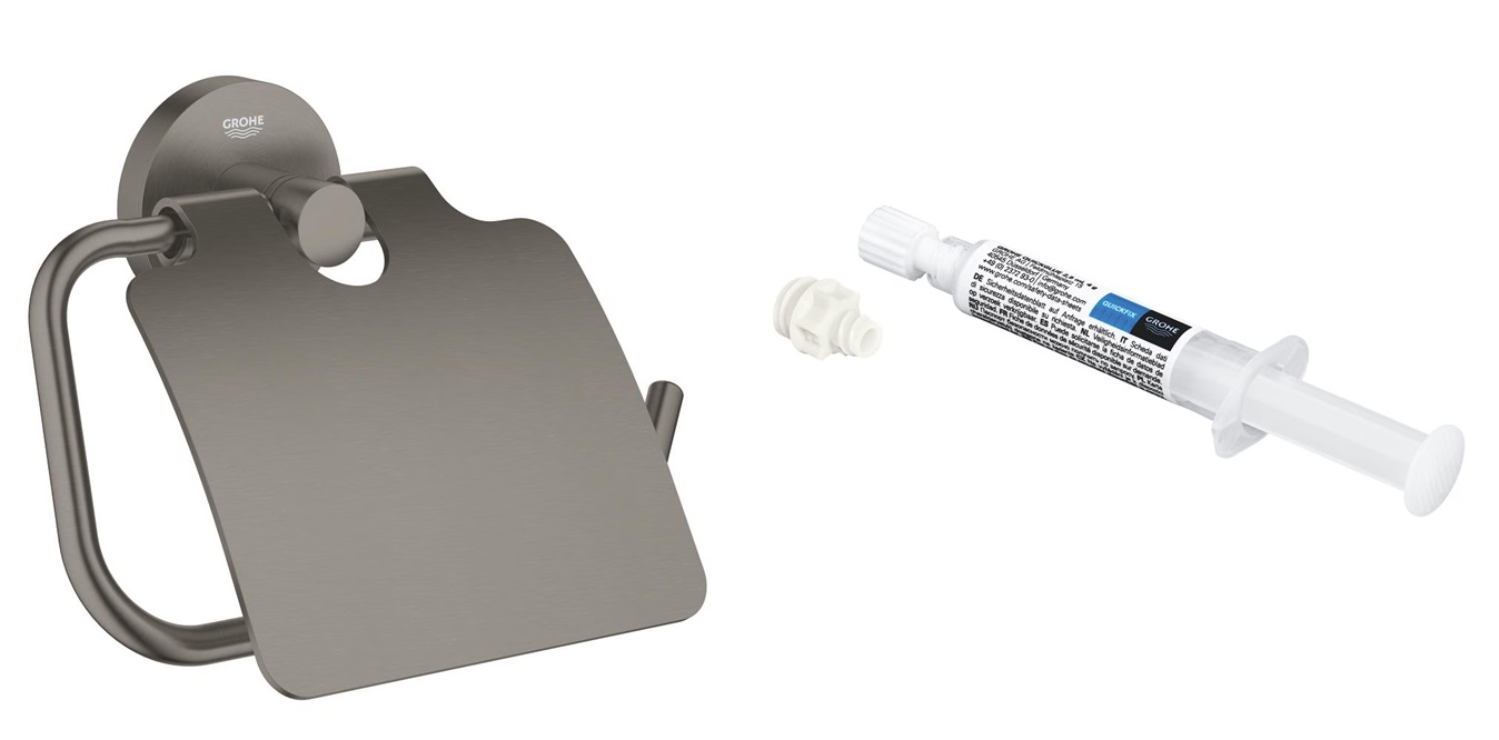 Set suport pentru hârtie igienică Grohe Start 41179AL0, adeziv Grohe QuickGlue 41127000