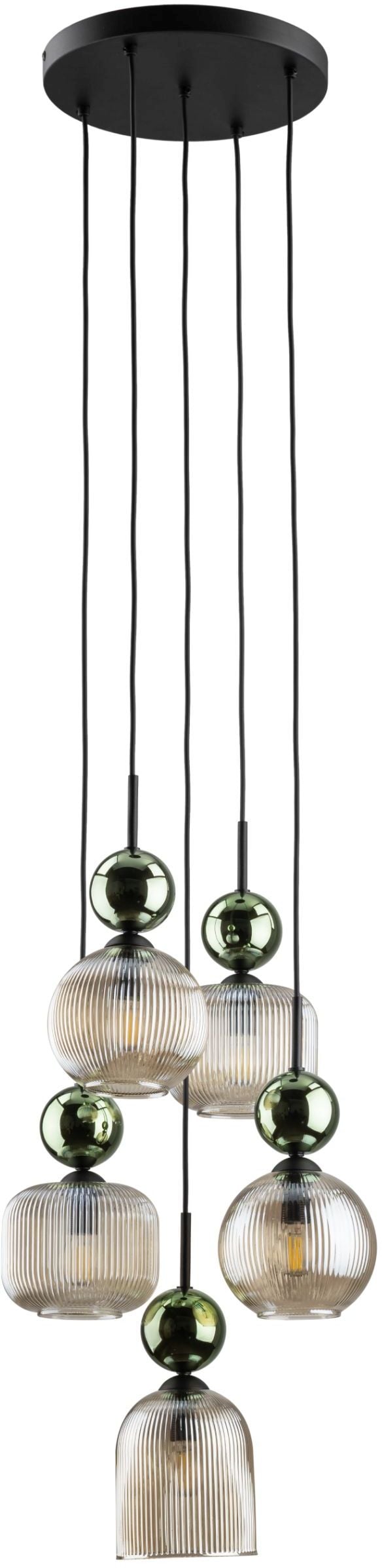 TK Lighting Sophia Green Cognac lampă suspendată 5x10 W verde-maro 11149
