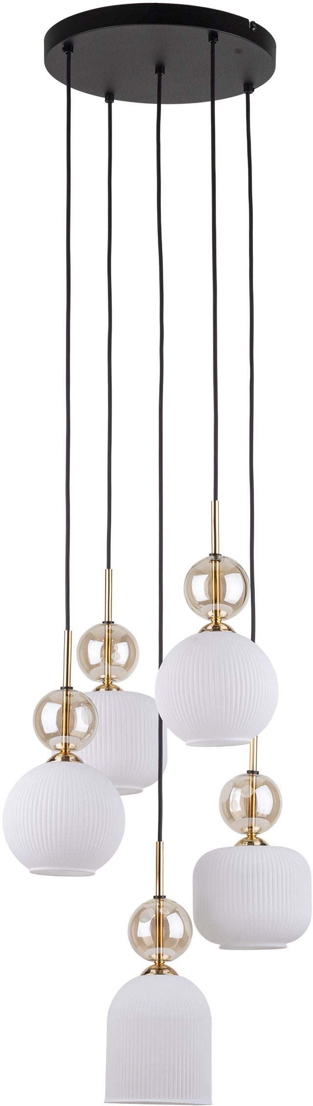 TK Lighting Sophia Cognac White lampă suspendată 5x10 W alb-auriu 11593