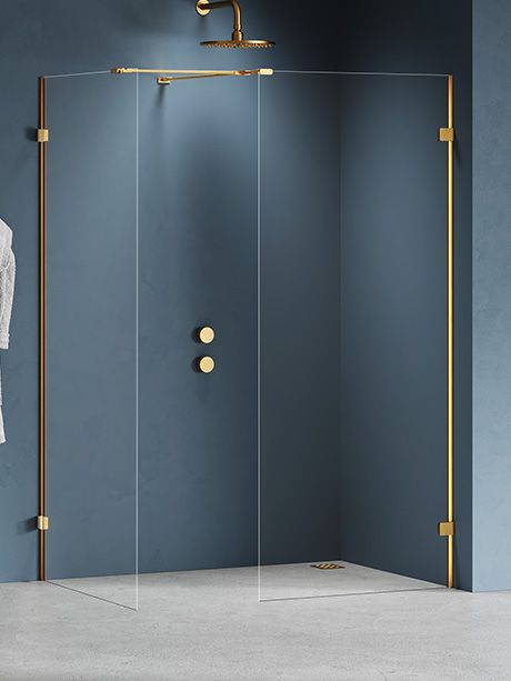New Trendy Eventa Gold Brushed Walk-In cabină de duș 140x90 cm auriu periat/sticlă transparentă EXK-8436