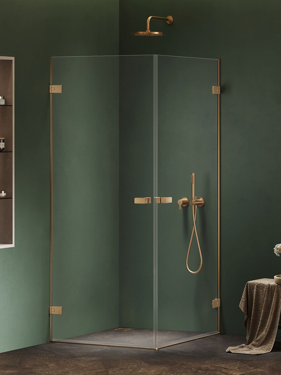 New Trendy Oxia Gold Brushed cabină de duș 90x90 cm auriu periat/sticlă transparentă AXJ-0602