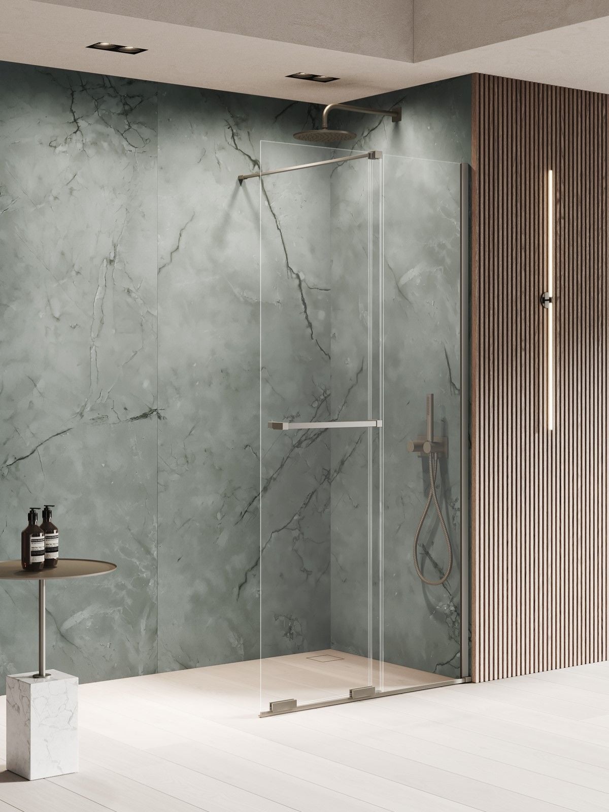 New Trendy Smart Gunmetal Brushed perete cabină de duș walk-in 80 cm gunmetal periat/sticla transparentă EXK-7948