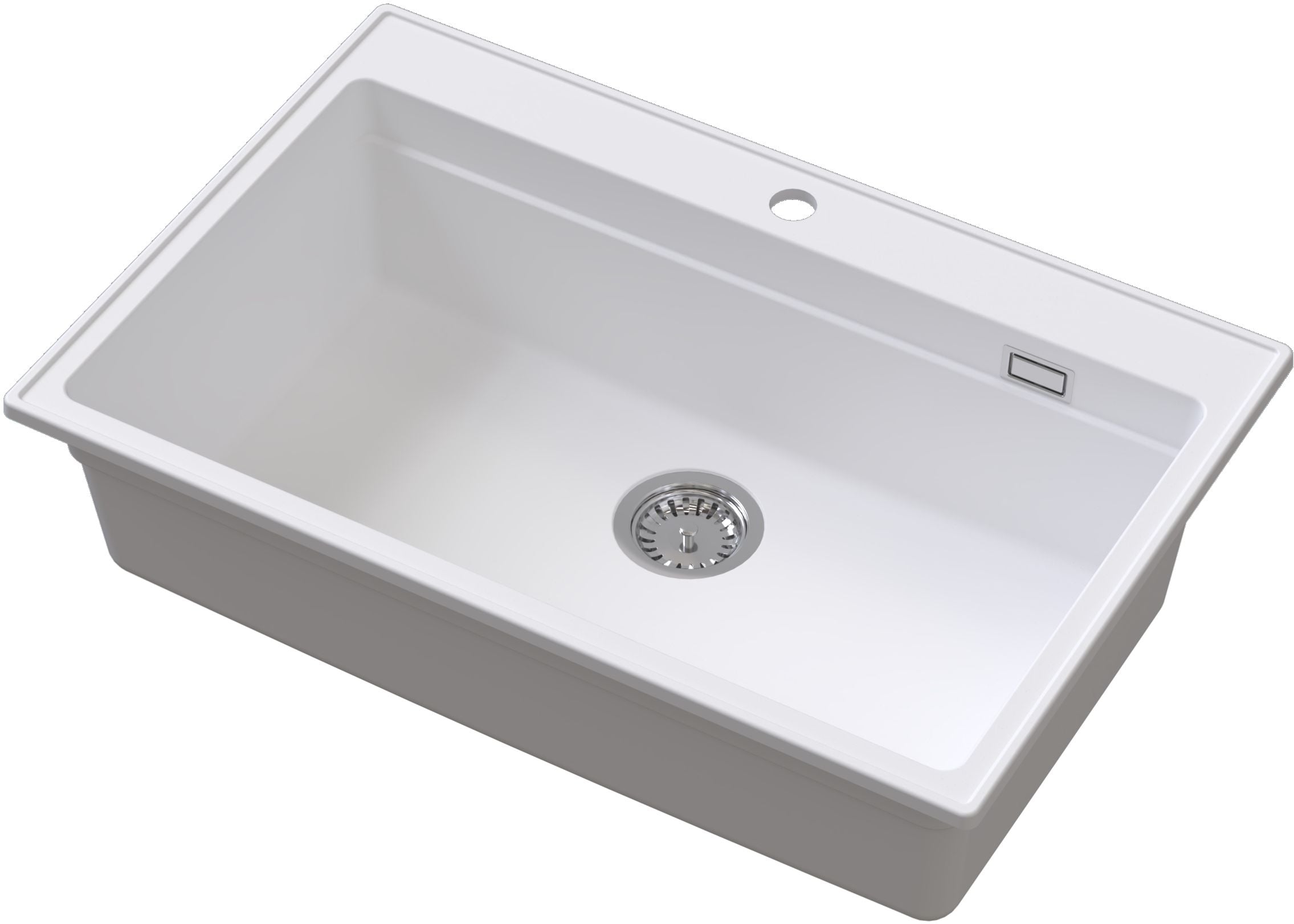 Ruvetti Absol 80 chiuvetă din granit cu inserție de scurgere 76x50 cm alb 3001AB_WH80_W