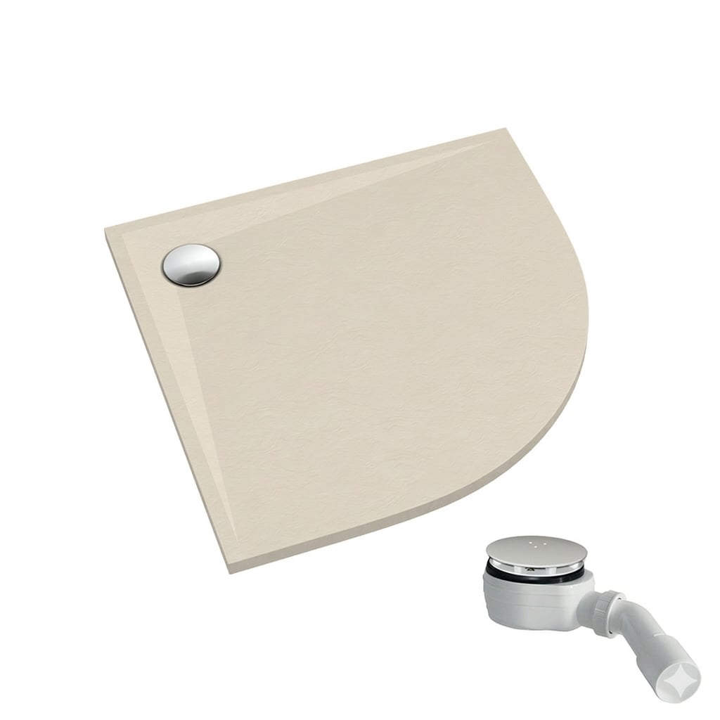 Schedpol Etrusco Cashmere Stone cădiță de duș semicirculară cu sifon 80x80 cm bej 3.463/PK/ST