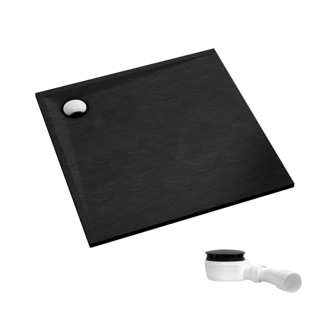 Schedpol Etrusco Black Stone cădiță de duș pătrată 80x80 cm negru 3.460/C/ST
