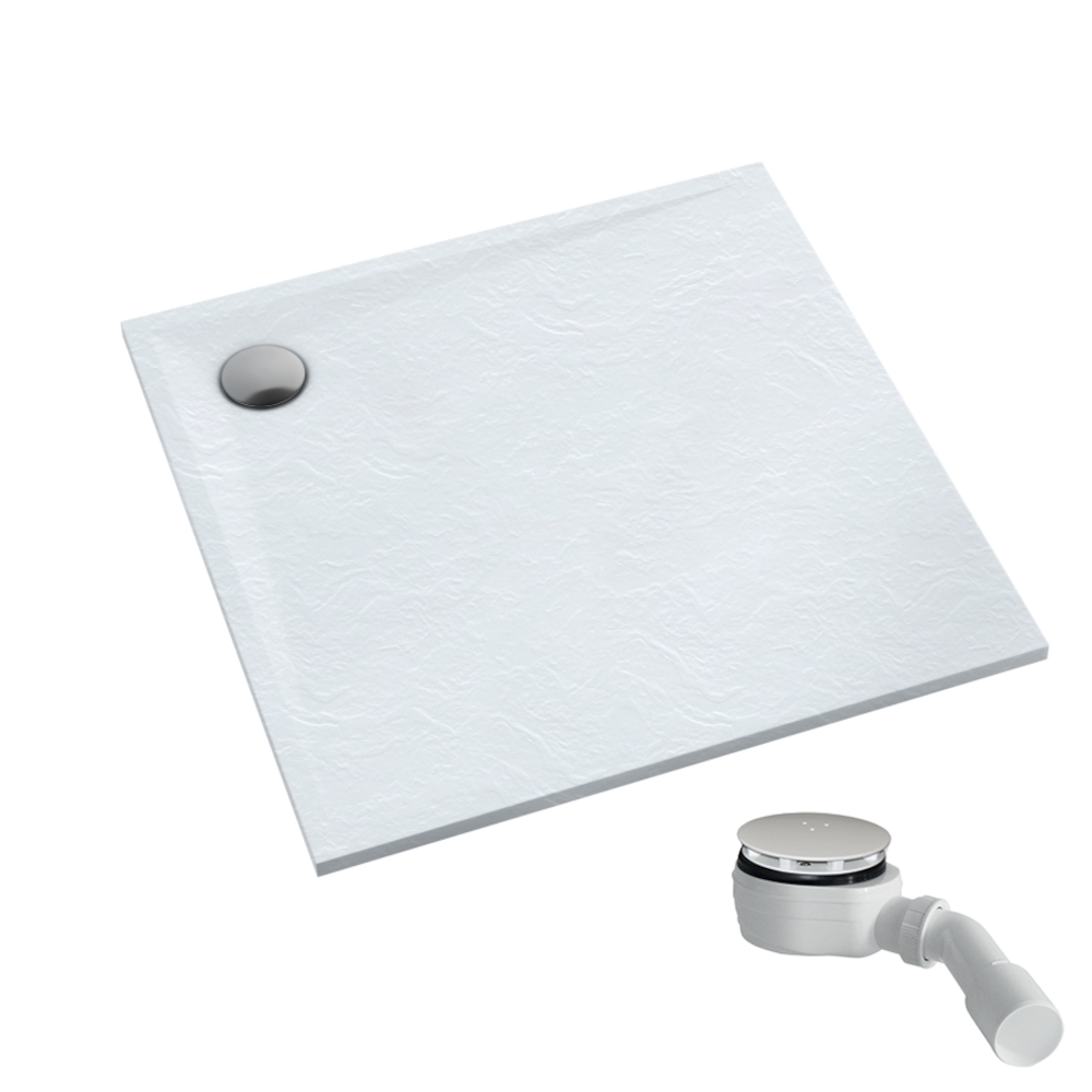 Schedpol Etrusco White Stone cădiță de duș pătrată 90x90 cm alb 3.461/B/ST