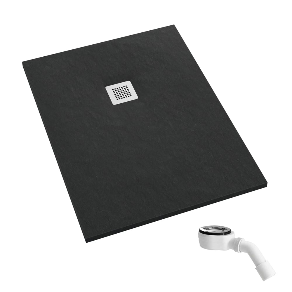 Schedpol Kalait Black Stone cădiță de duș dreptunghiulară 170x80 cm negru 3.3113/C/ST-M2