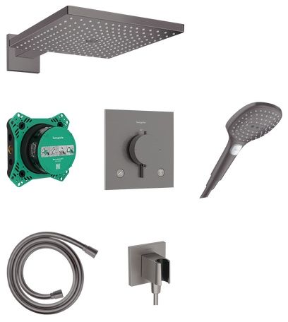 Hansgrohe Raindance E set de duș ascuns cu termostat cu duș de ploaie negru 24623340
