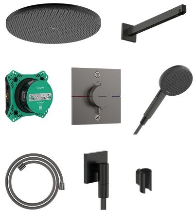 Hansgrohe Raindance Alive S set de duș ascuns cu termostat cu duș de ploaie negru 24630340