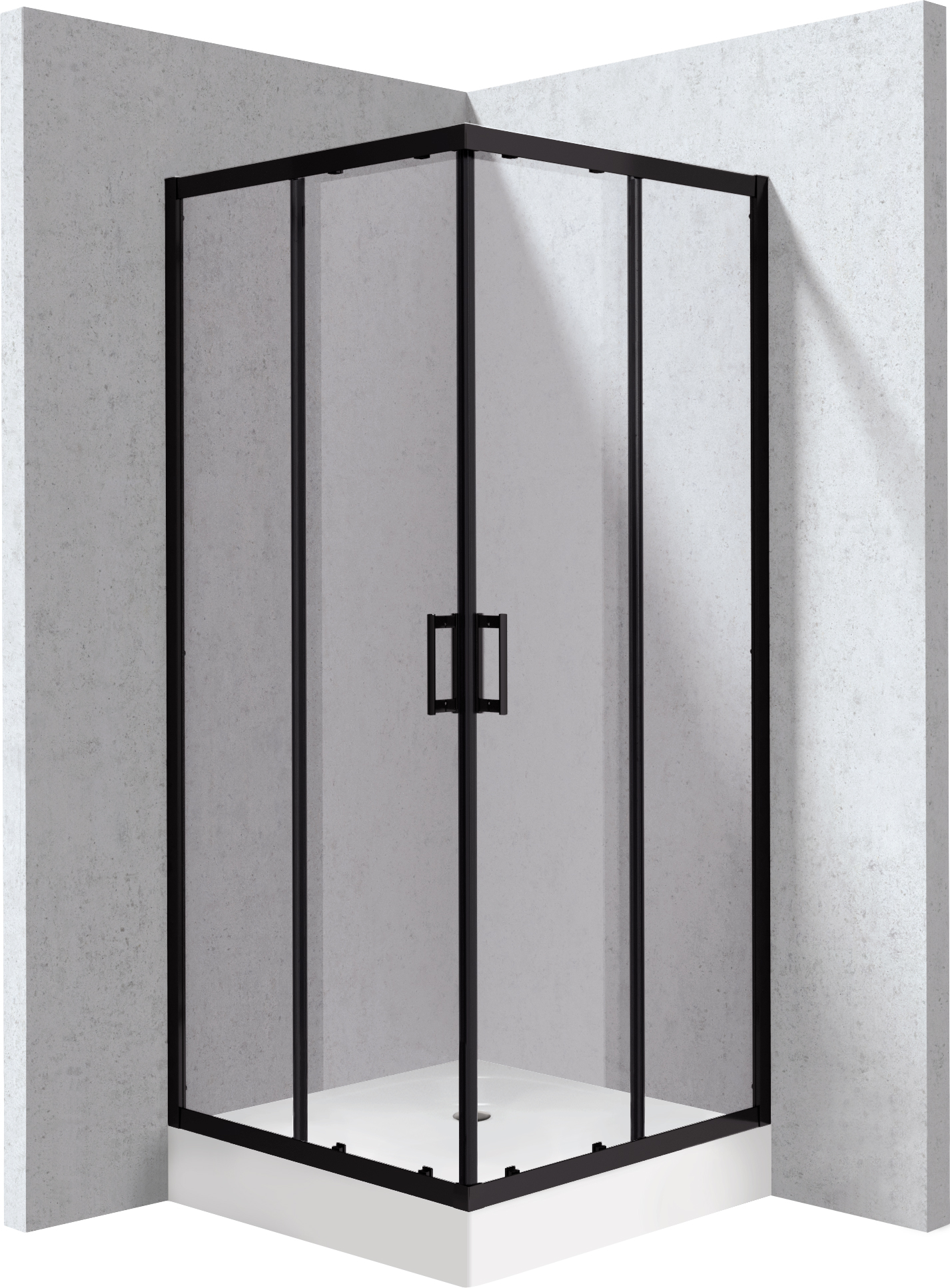 Deante Funkia Evo cabină cu cădiță 90x90 cm pătrat negru mat/sticlă transparentă KYCZN099P