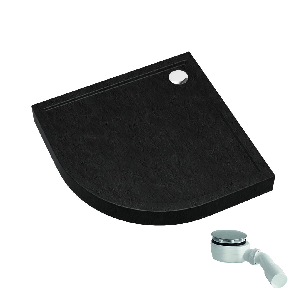 Schedpol Competia New Black Stone cădiță de duș semirotundă 80x80 cm negru 3.4633/C/ST