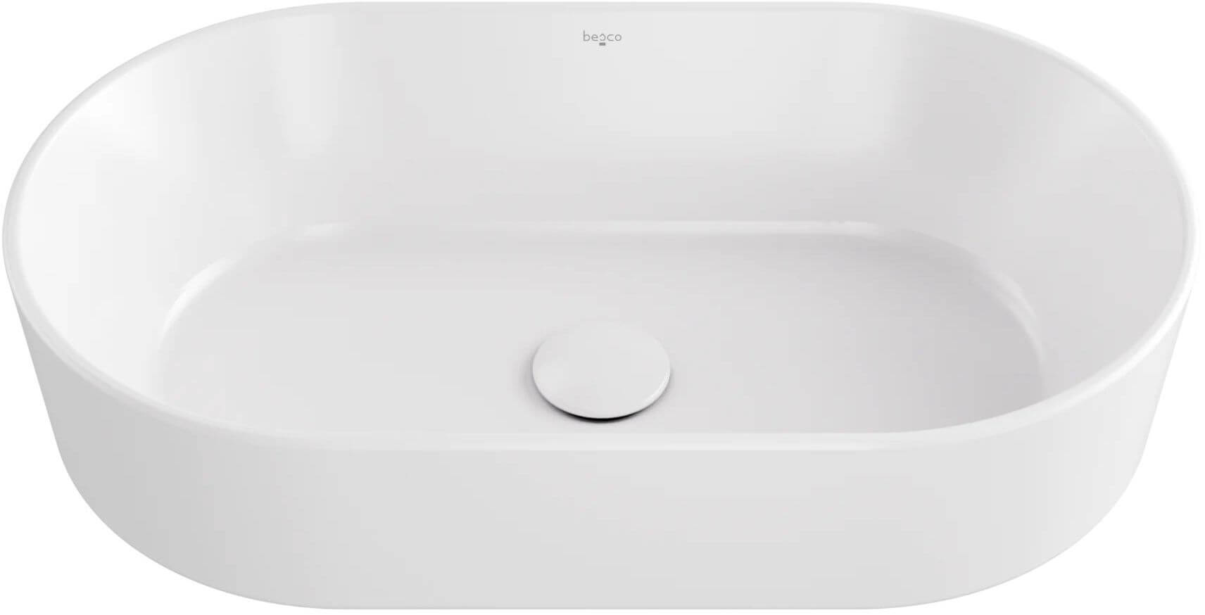 Besco Lova lavoar 53x31 cm ovale de blat alb luciu UNC-53-LOB