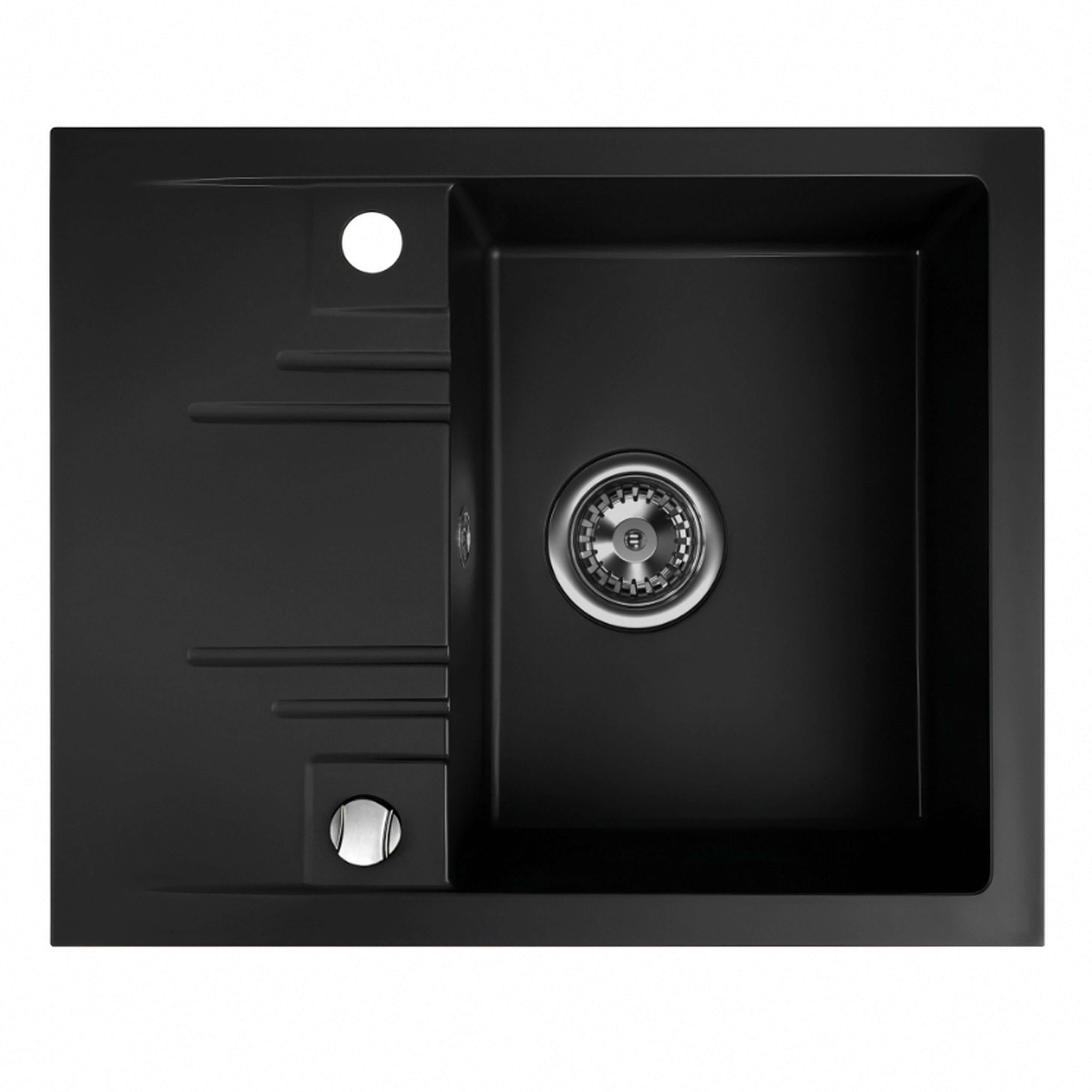 Ferro Mezzo II chiuvetă din granit 58x58 cm negru DRGM48-58BM