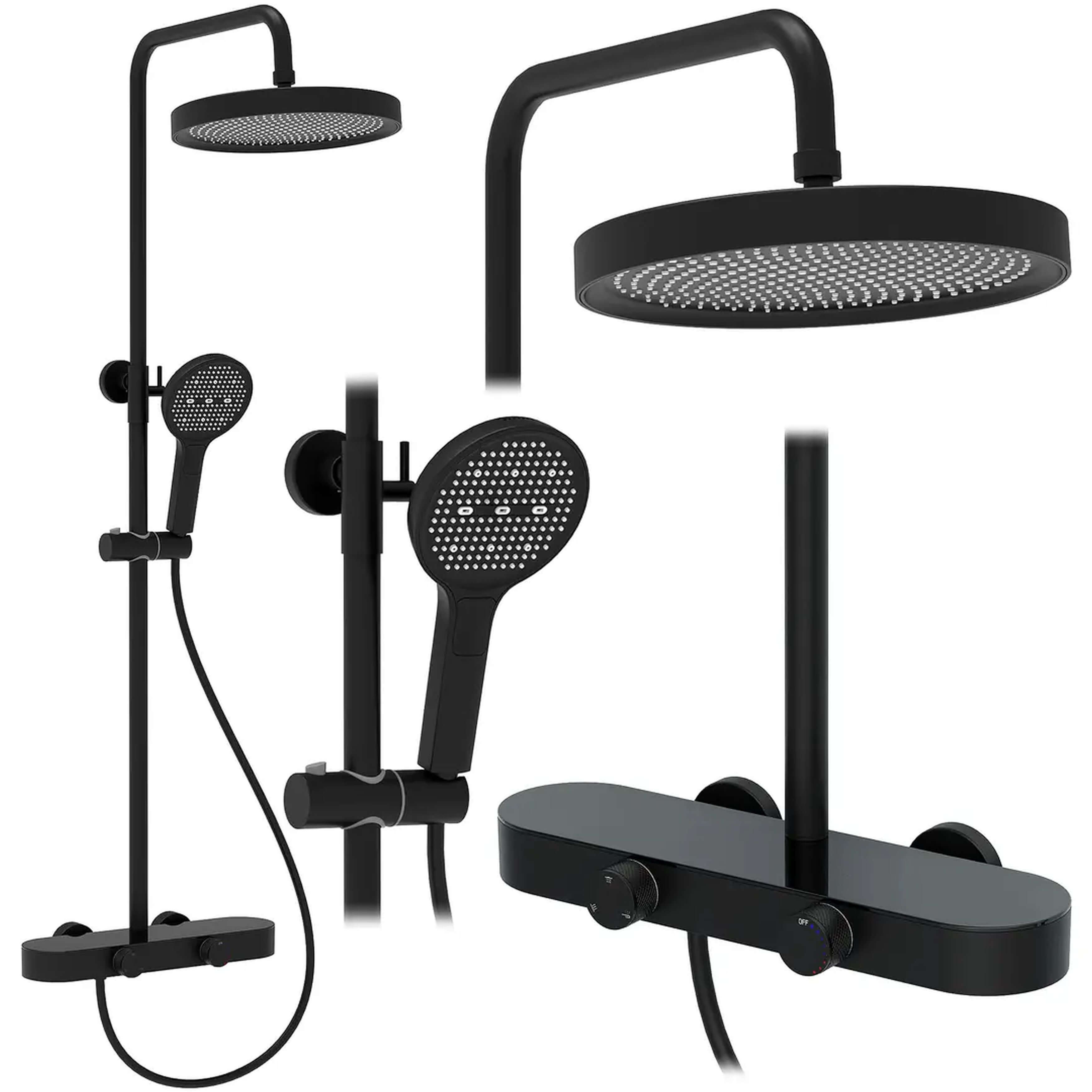 Rea Cris set de duș perete cu duș de ploaie negru REA-P0360