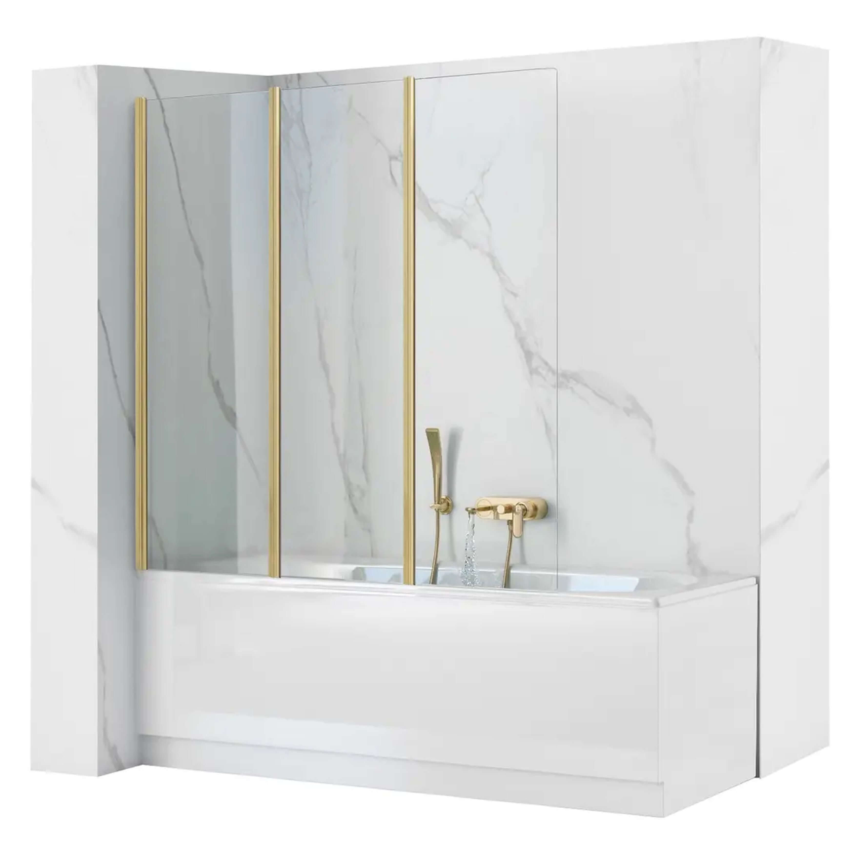 Rea Agat paravan cadă 120 cm trei piese cupru periat/sticlă transparentă REA-W2501