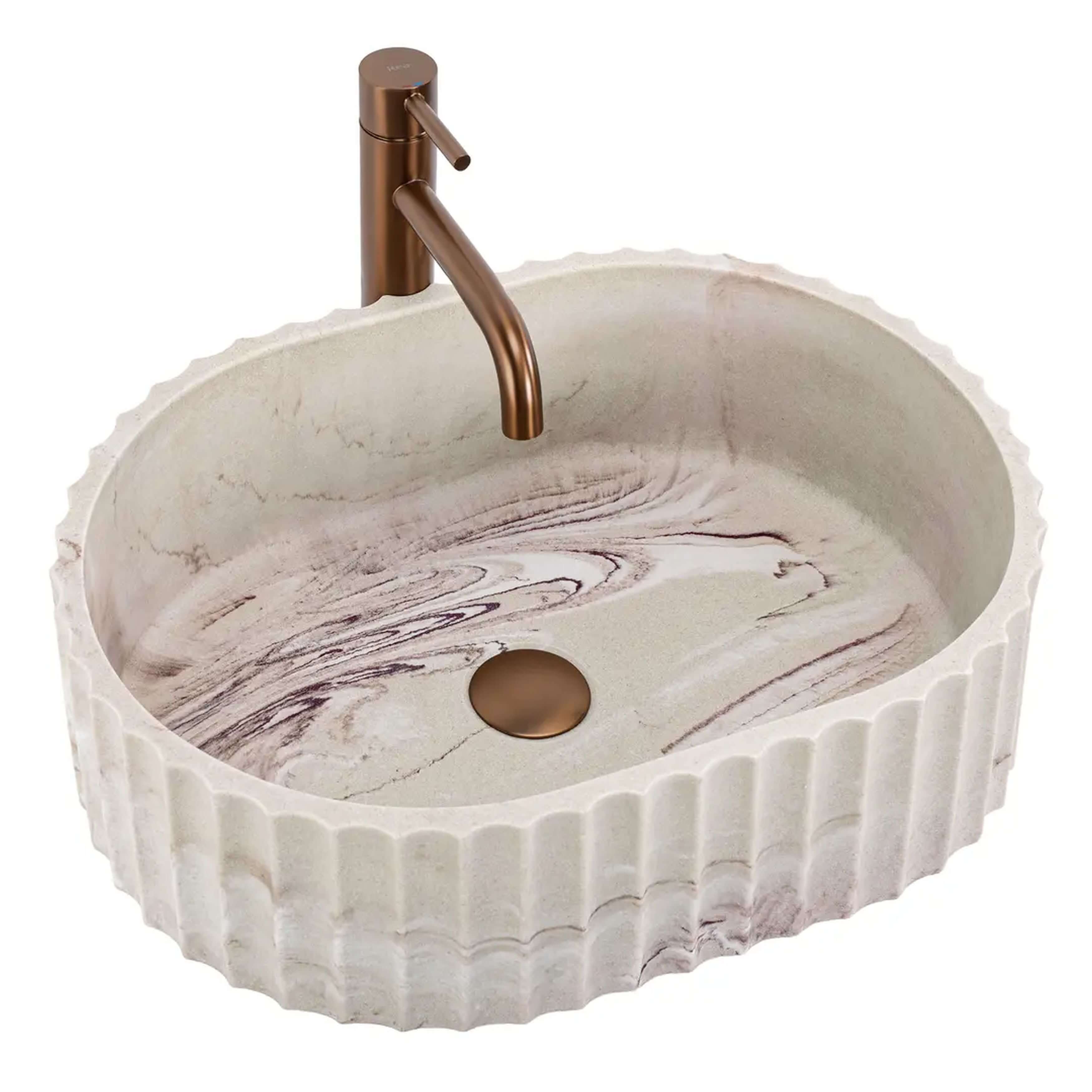 Rea Margaret lavoar 50x35.5 cm ovale de blat gri/piatră-maro/bej mat REA-U3522