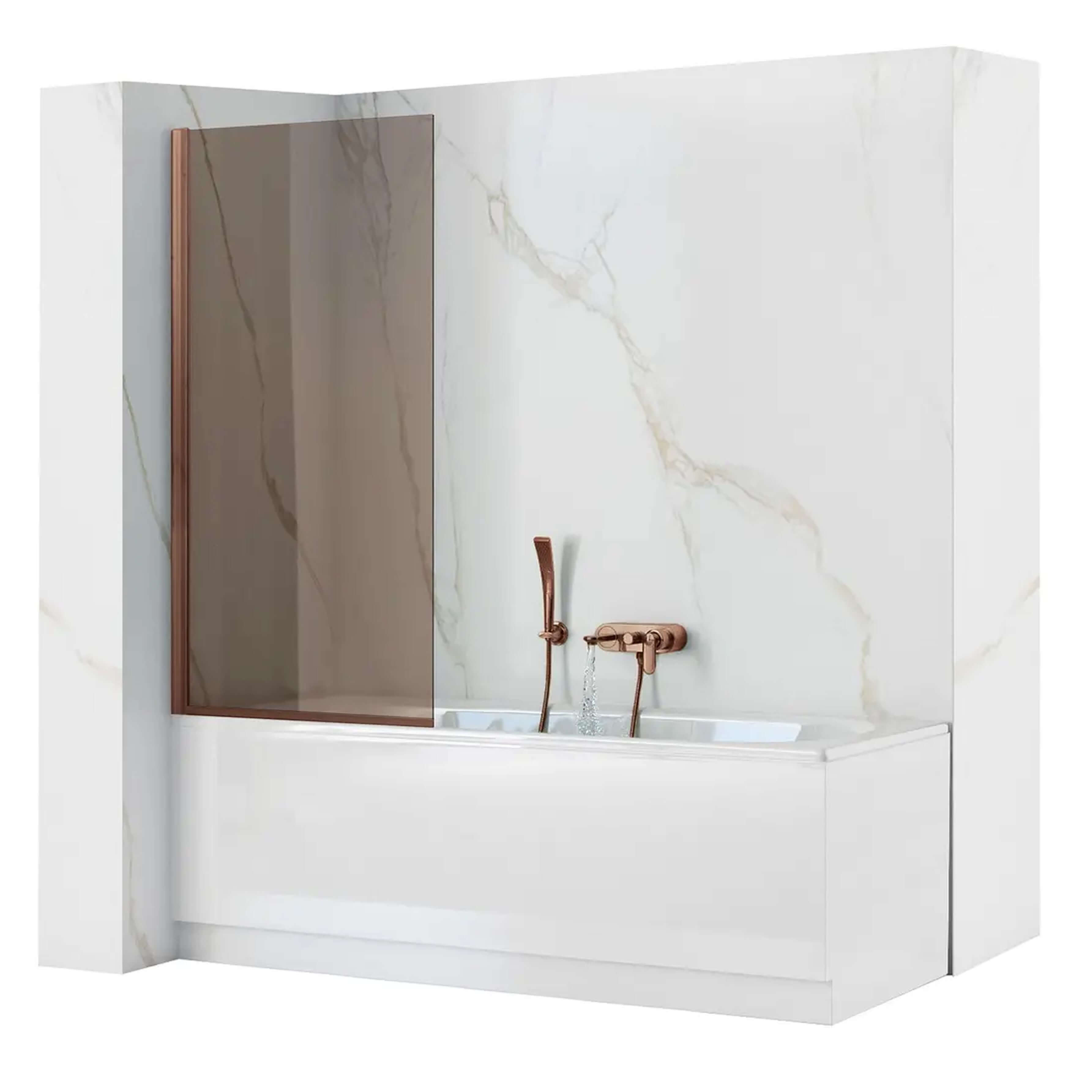 Rea Elegant paravan cadă 80 cm o piesă cupru periat/sticlă maro REA-W5695