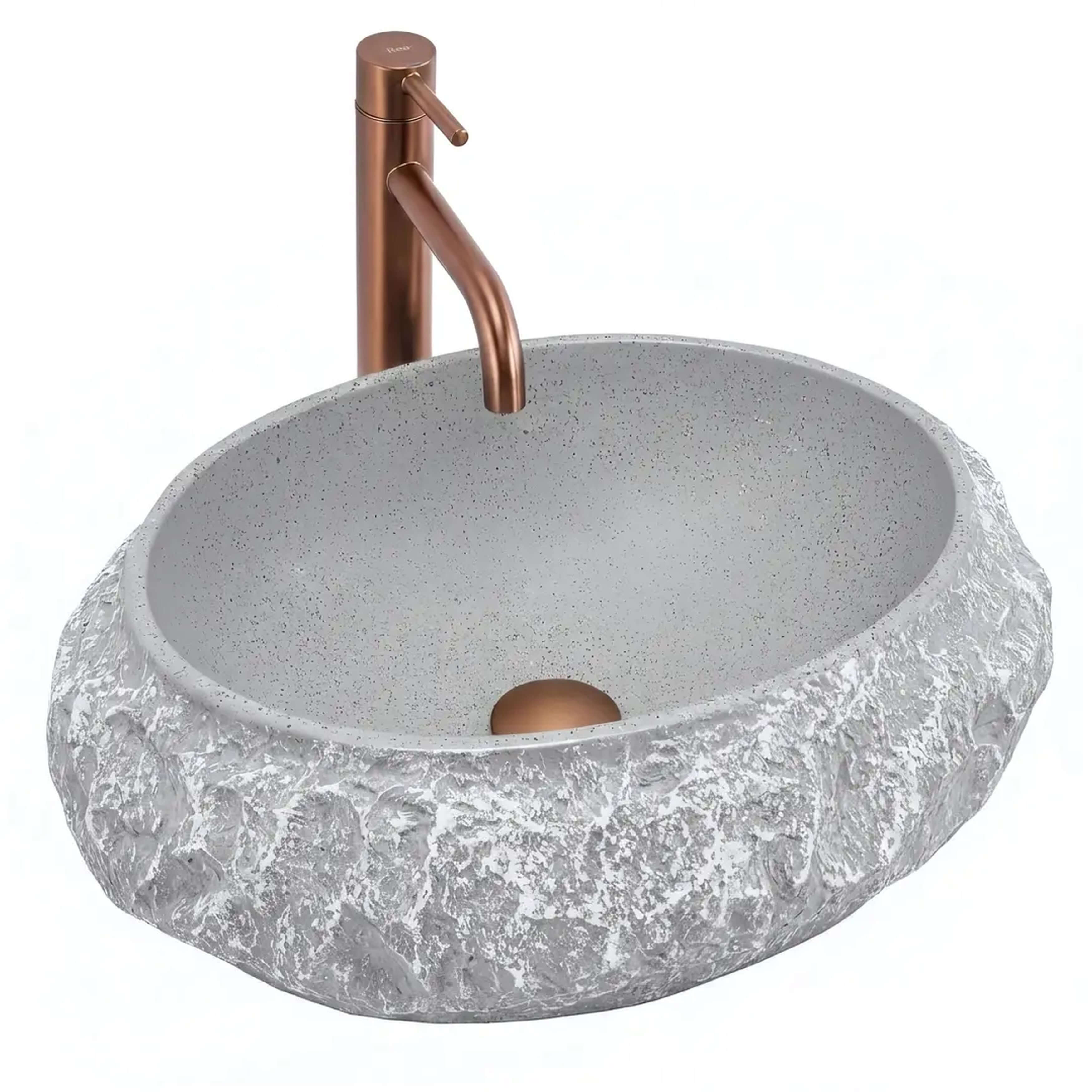 Rea Mika lavoar 50x38 cm ovale de blat gri/piatră-maro/bej mat REA-U0633