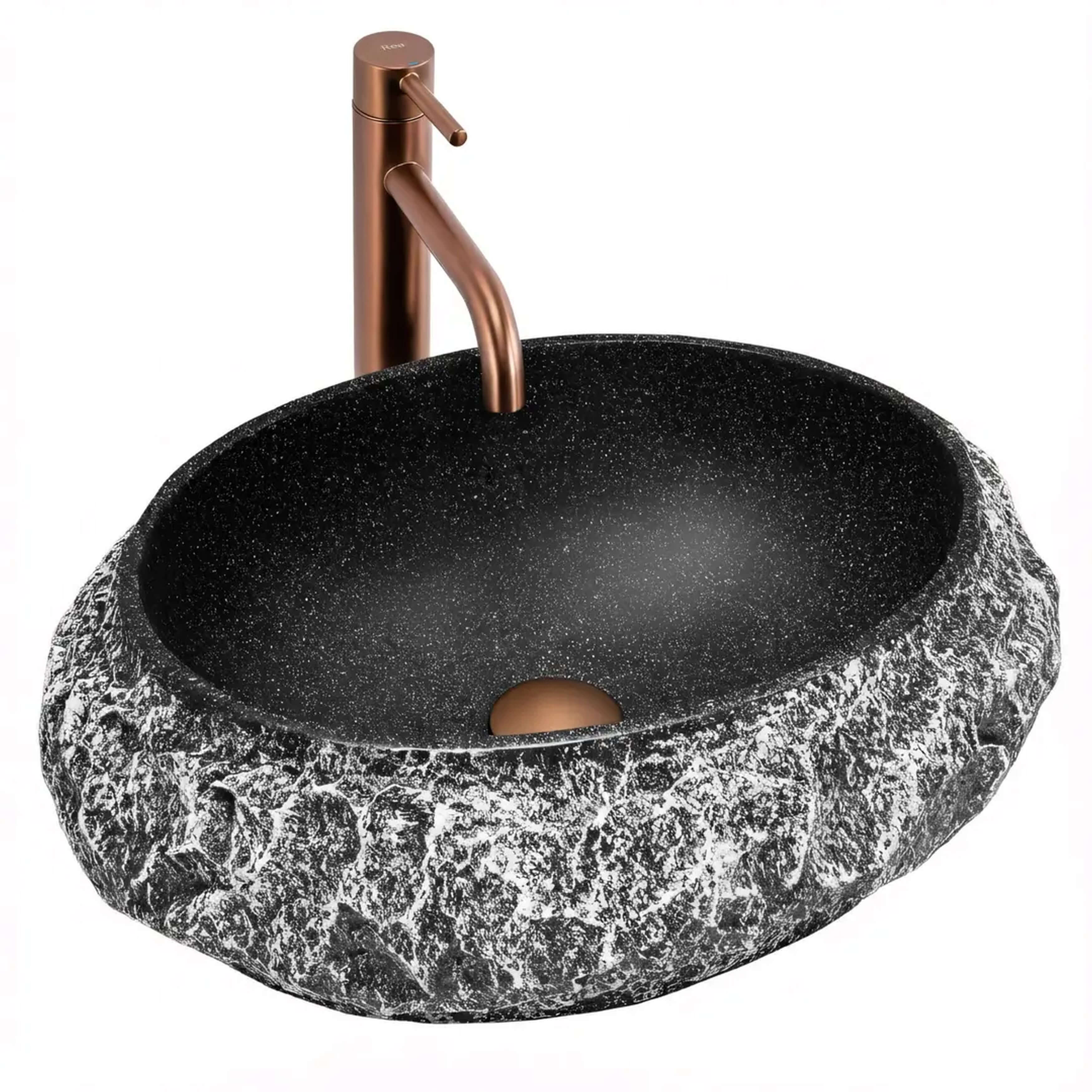 Rea Mika lavoar 50x38 cm ovale de blat negru-gri/piatră mat REA-U0634