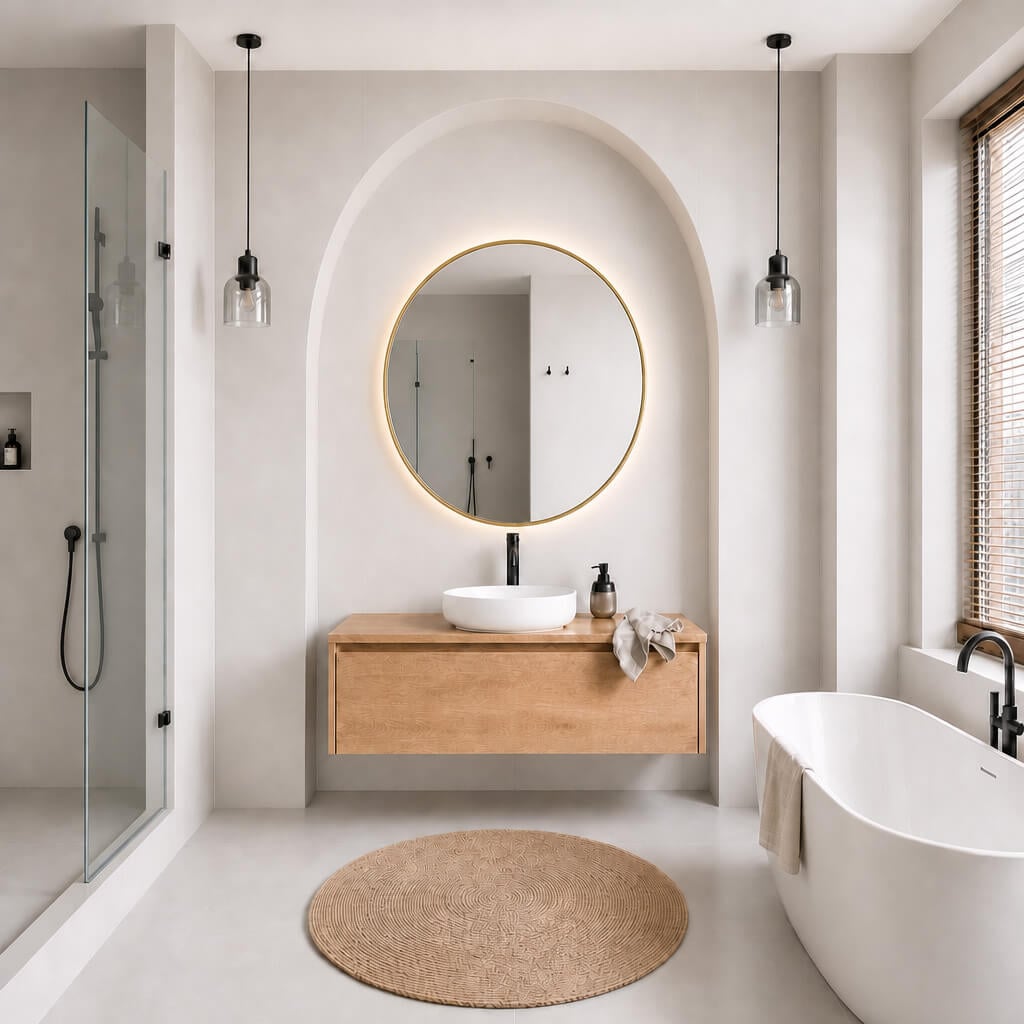 Baltica Design Aluma oglindă 100x100 cm rotund cu iluminare auriu 5904107934105