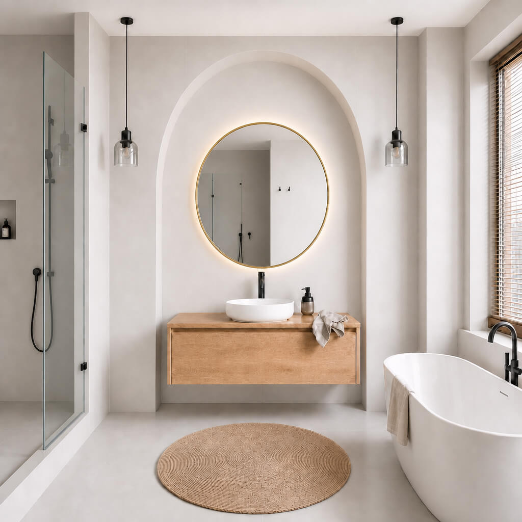 Baltica Design Aluma oglindă 50x50 cm rotund cu iluminare auriu 5904107933801