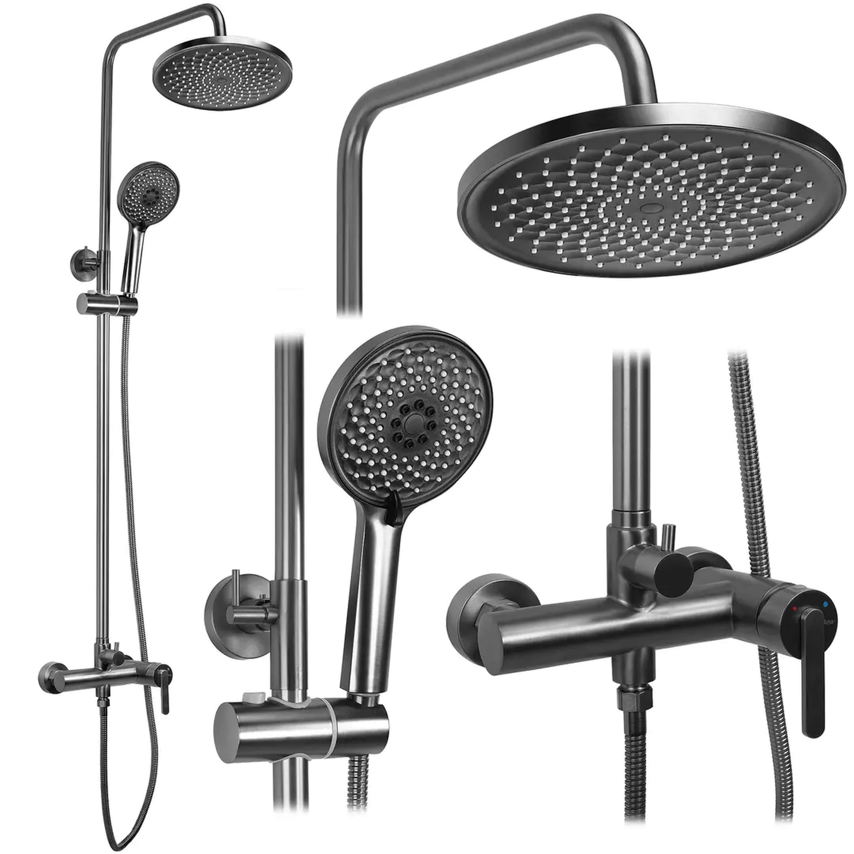 Rea Ontario set de duș perete cu duș de ploaie grafit REA-P9495