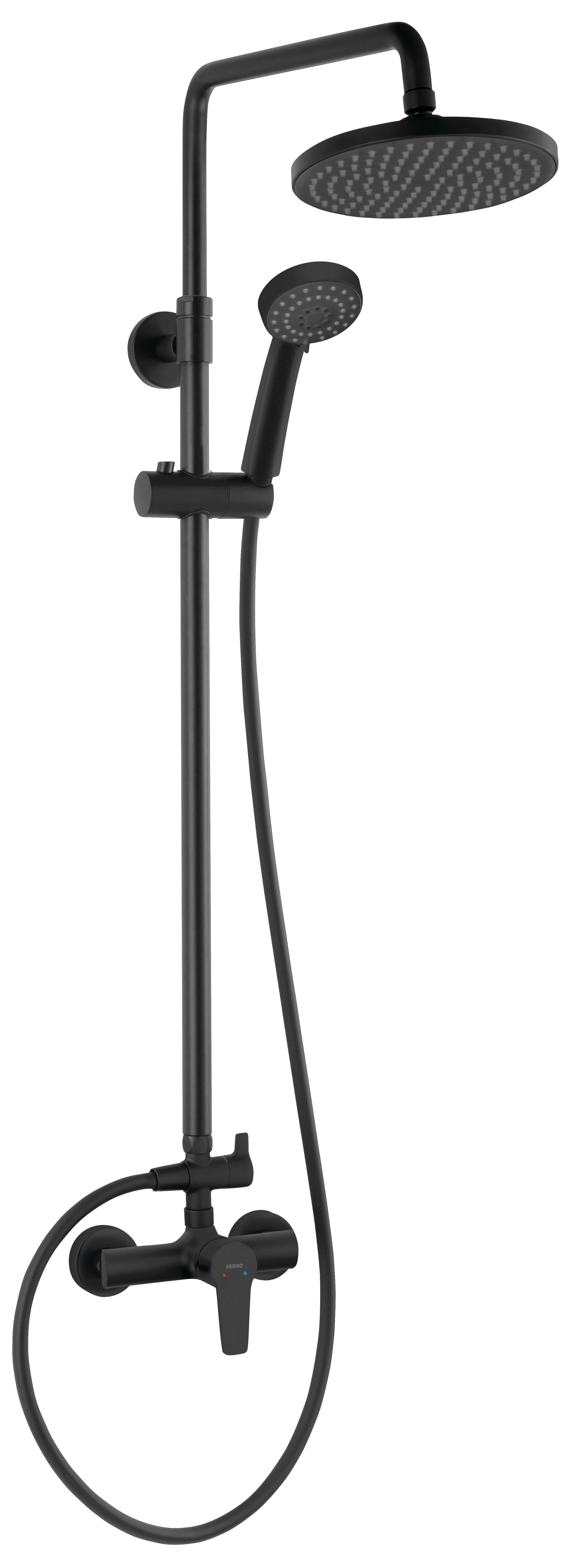Ferro Ritto set de duș perete cu duș de ploaie negru NP84-BTR7U-BL