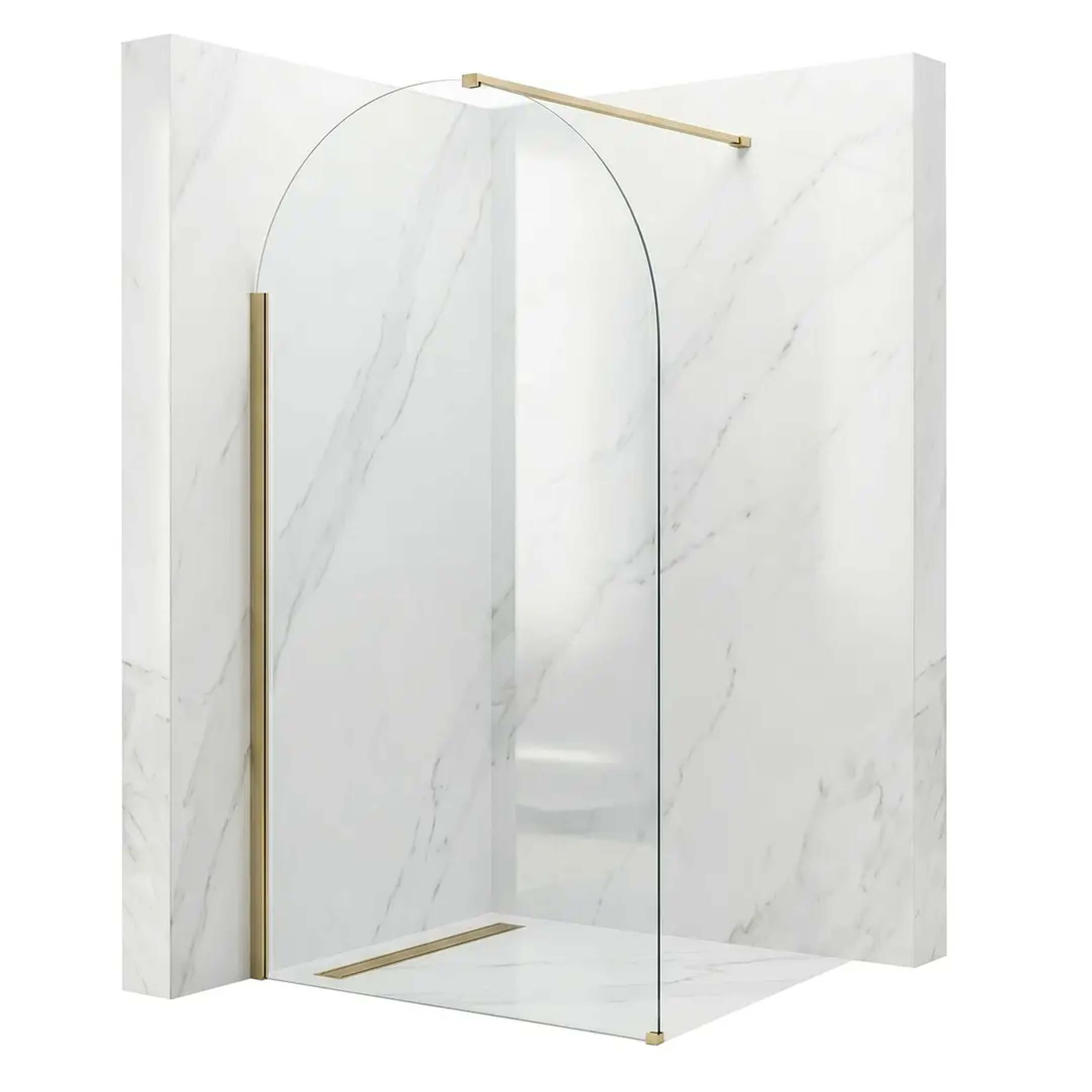 Rea Heaven perete cabină de duș walk-in 100 cm auriu periat/sticla transparentă REA-K6684