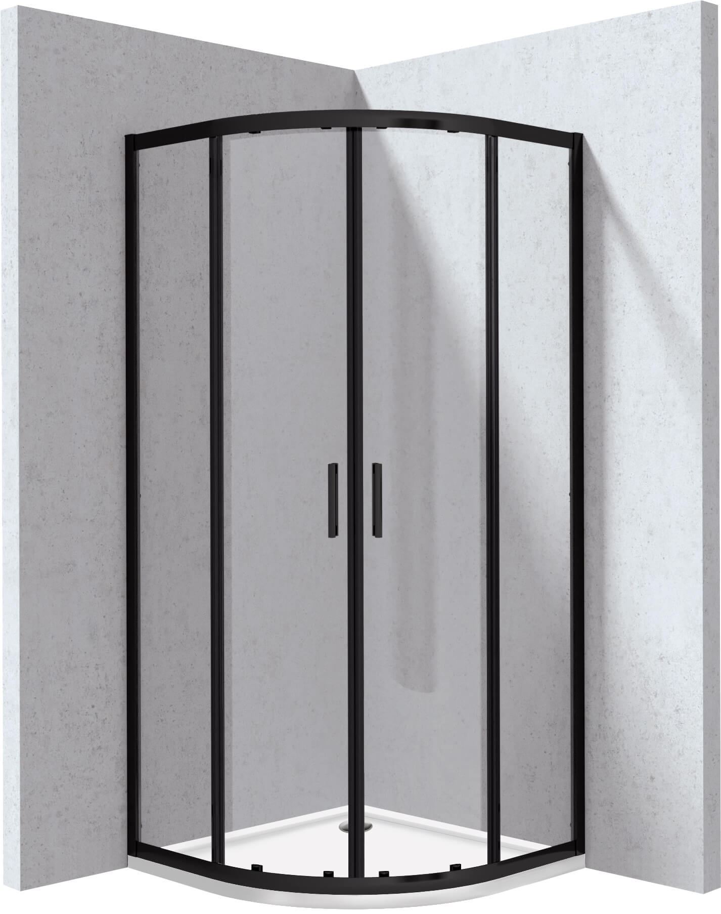 Deante Funkia Evo cabină cu cădiță 90x90 cm semicircular negru mat/sticlă transparentă KYPPN099P