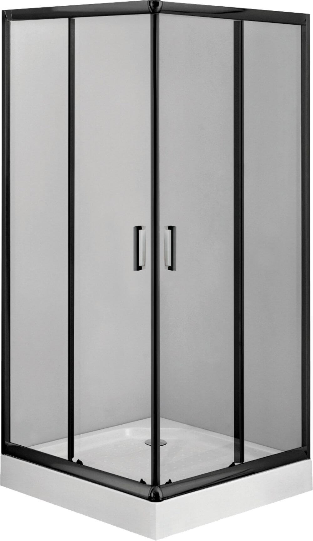 Deante Funkia cabină cu cădiță 80x80 cm pătrat negru mat/sticlă transparentă KDDZN42K