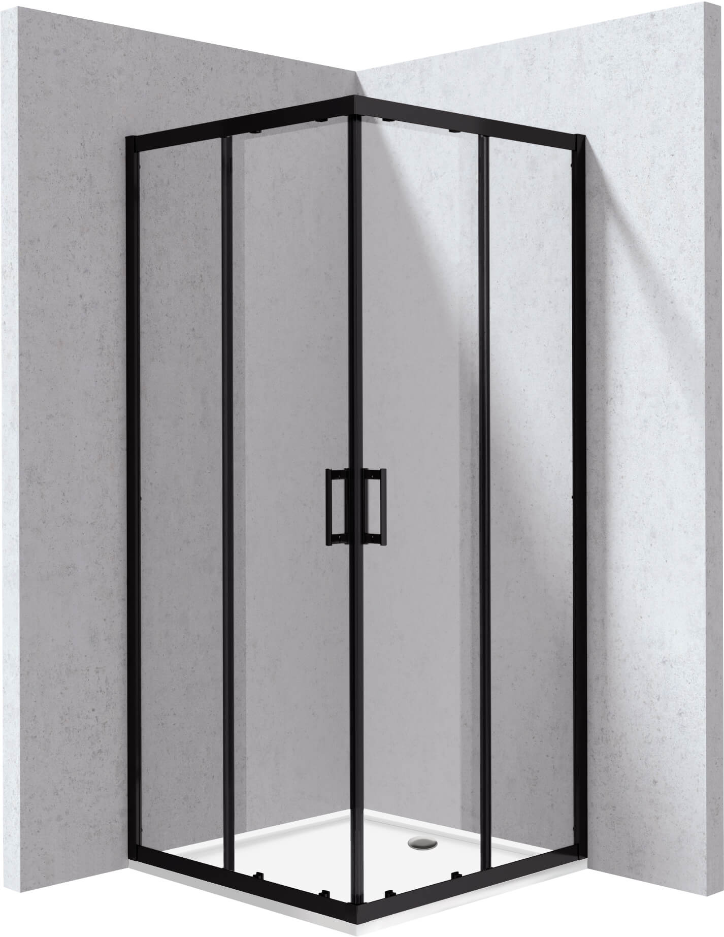 Deante Funkia Evo cabină cu cădiță 90x90 cm pătrat negru mat/sticlă transparentă KYCPN099P