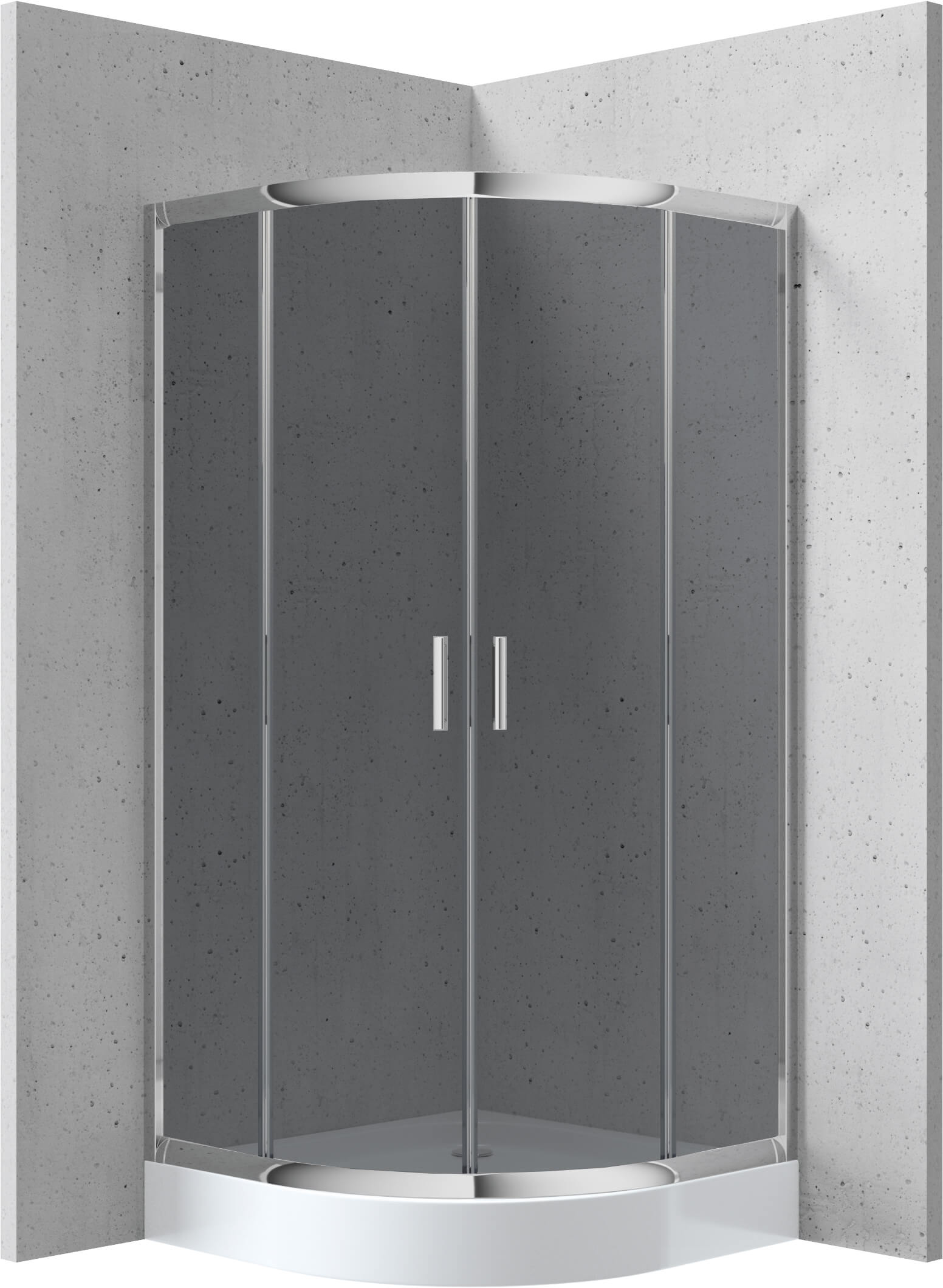 Deante Funkia cabină cu cădiță 90x90 cm semicircular crom luciu/sticla gri KYPZ451K