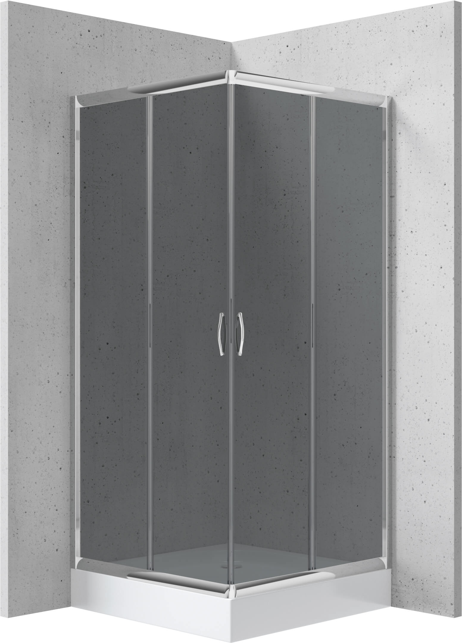 Deante Funkia cabină cu cădiță 80x80 cm pătrat crom luciu/sticla gri KYCZ442K