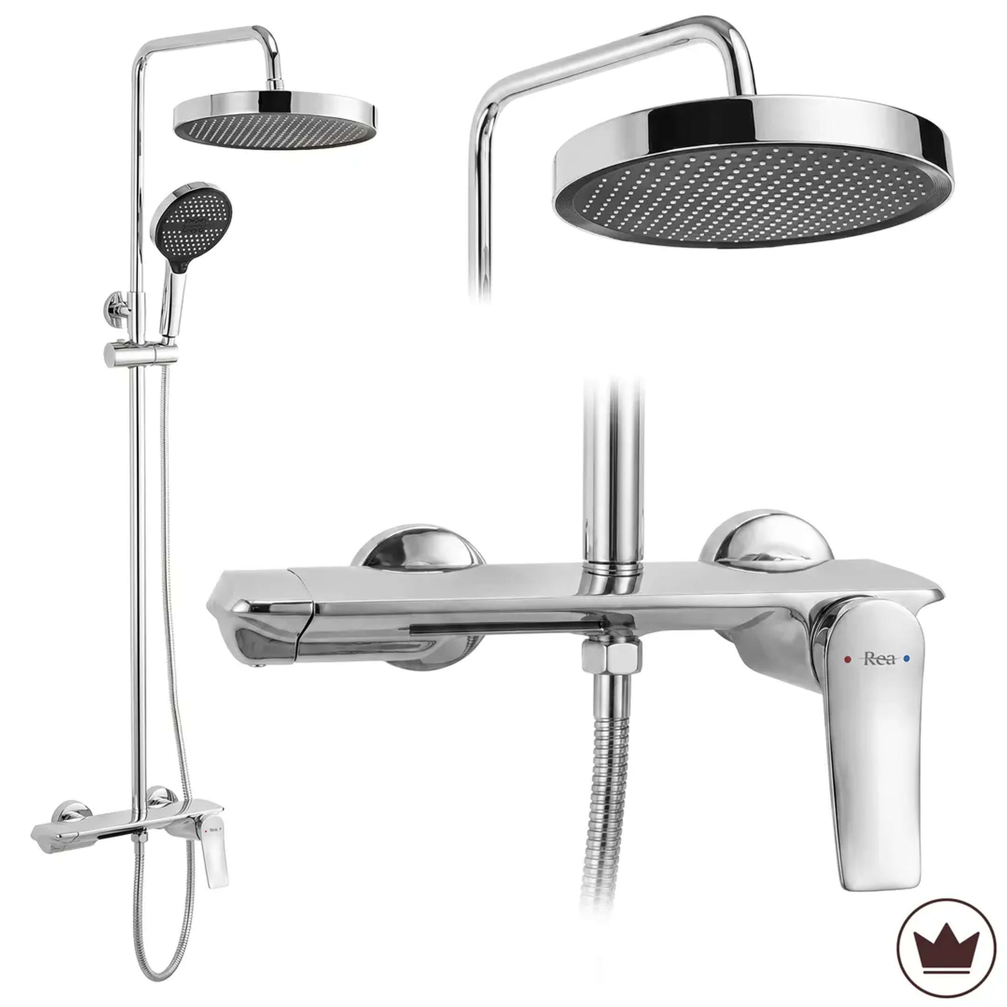 Rea Vision set de duș perete cu duș de ploaie crom REA-P6738