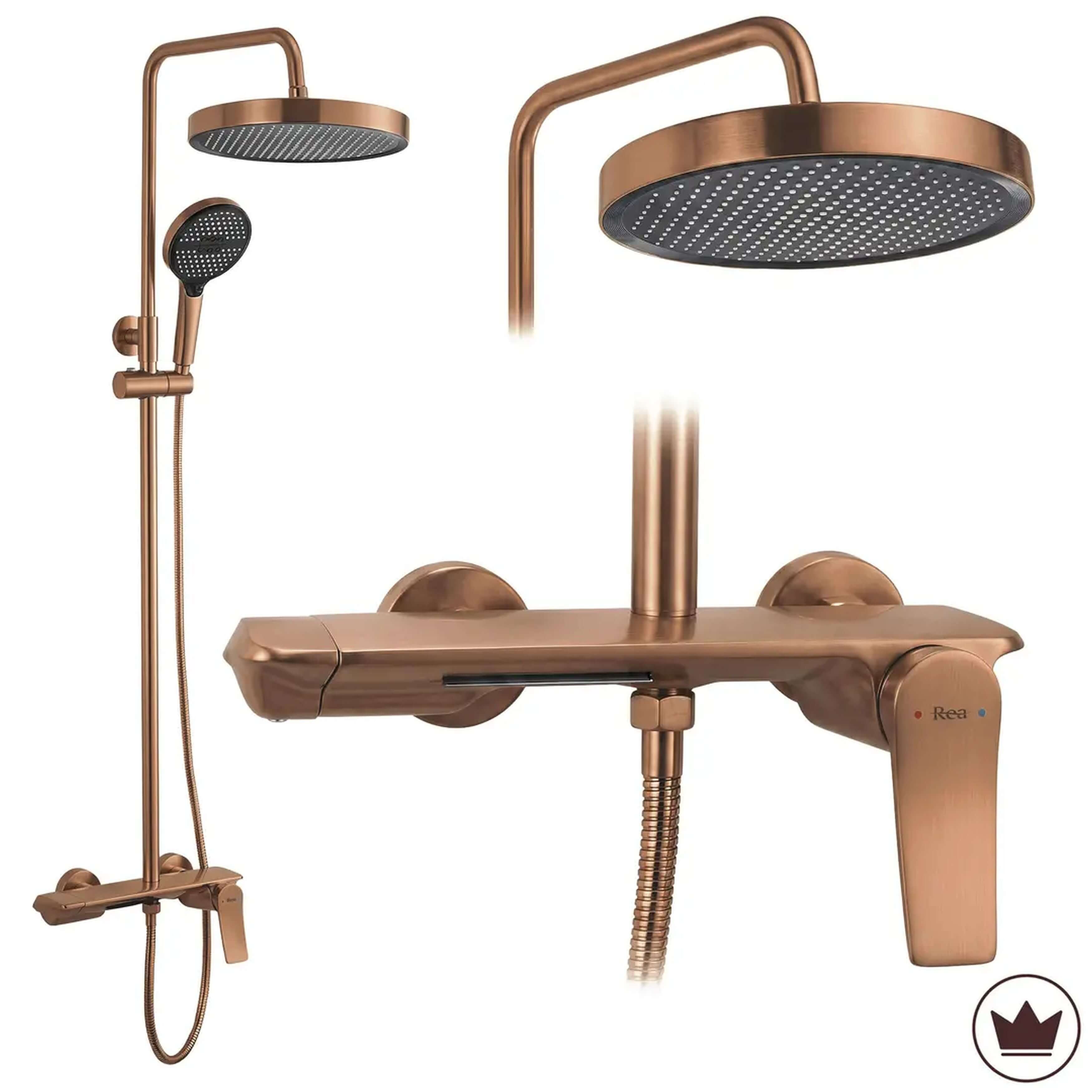 Rea Vision set de duș perete cu duș de ploaie cupru REA-P9664