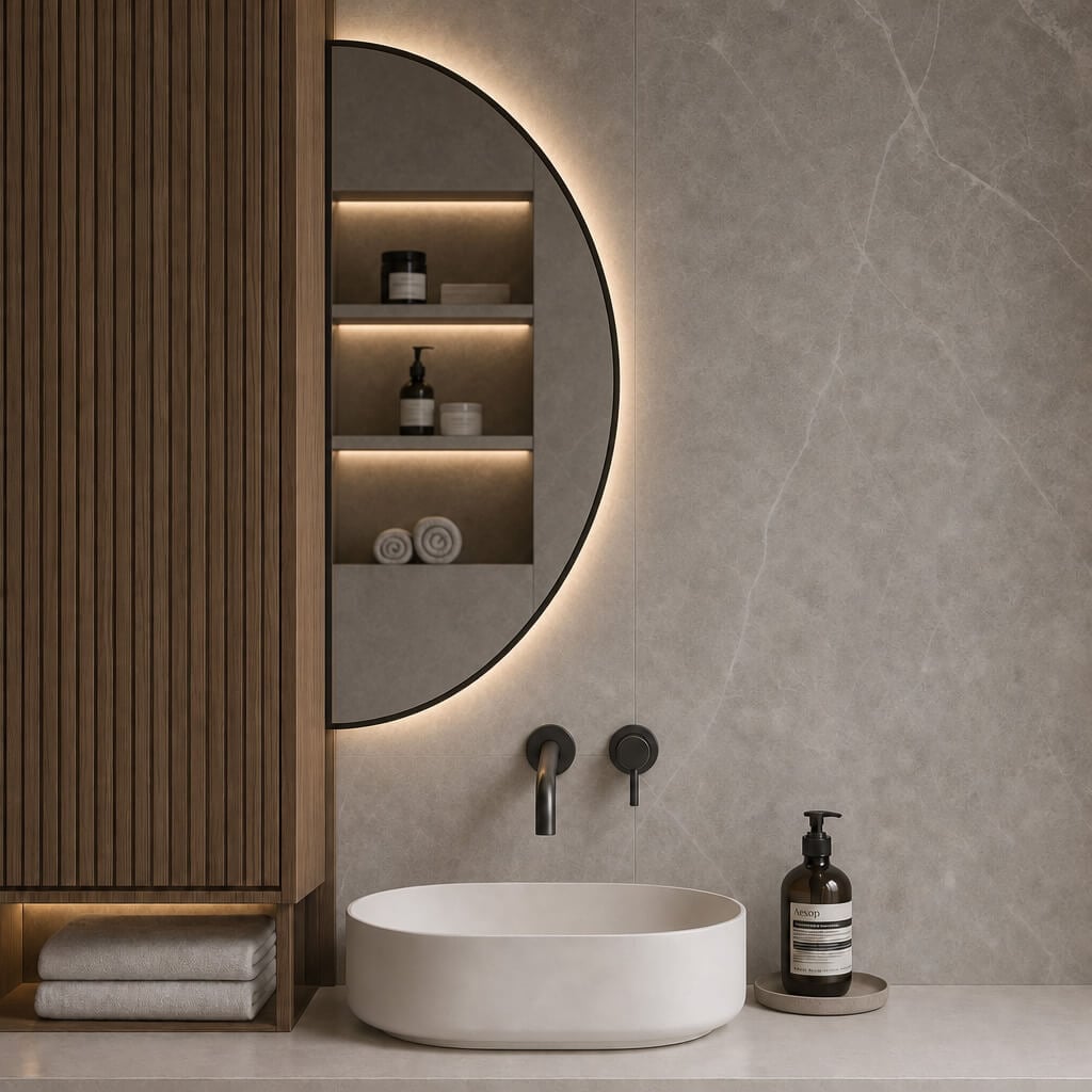 Baltica Design Aluma oglindă 50x100 cm cu iluminare negru 5904107934488