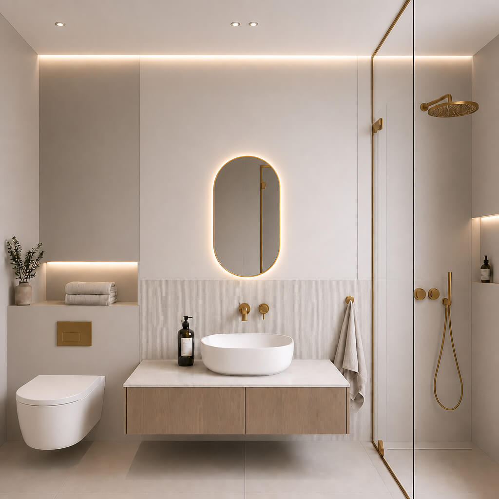 Baltica Design Aluma oglindă 50x100 cm oval cu iluminare auriu 5904107934464
