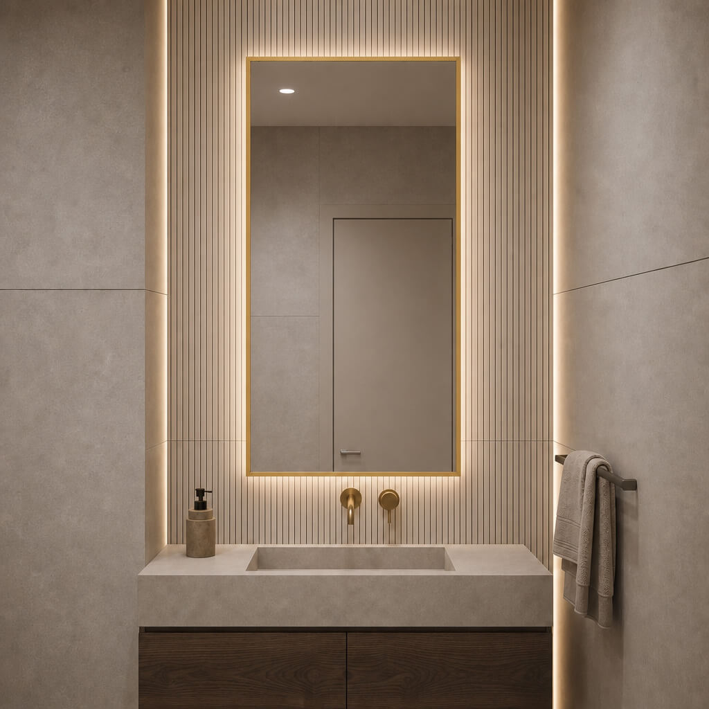 Baltica Design Aluma oglindă 50x70 cm dreptunghiular cu iluminare auriu 5904107934228