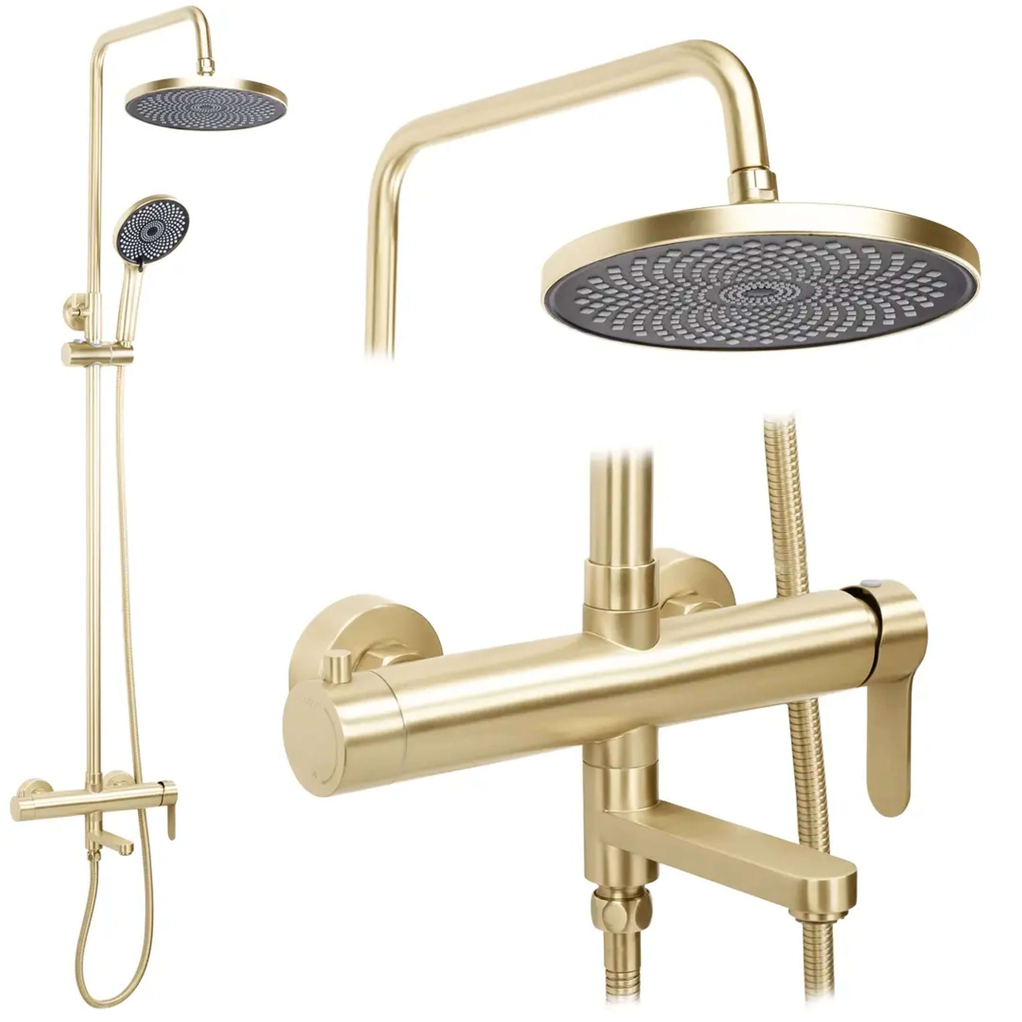 Rea Arcos set de duș perete cu duș de ploaie auriu REA-P8716