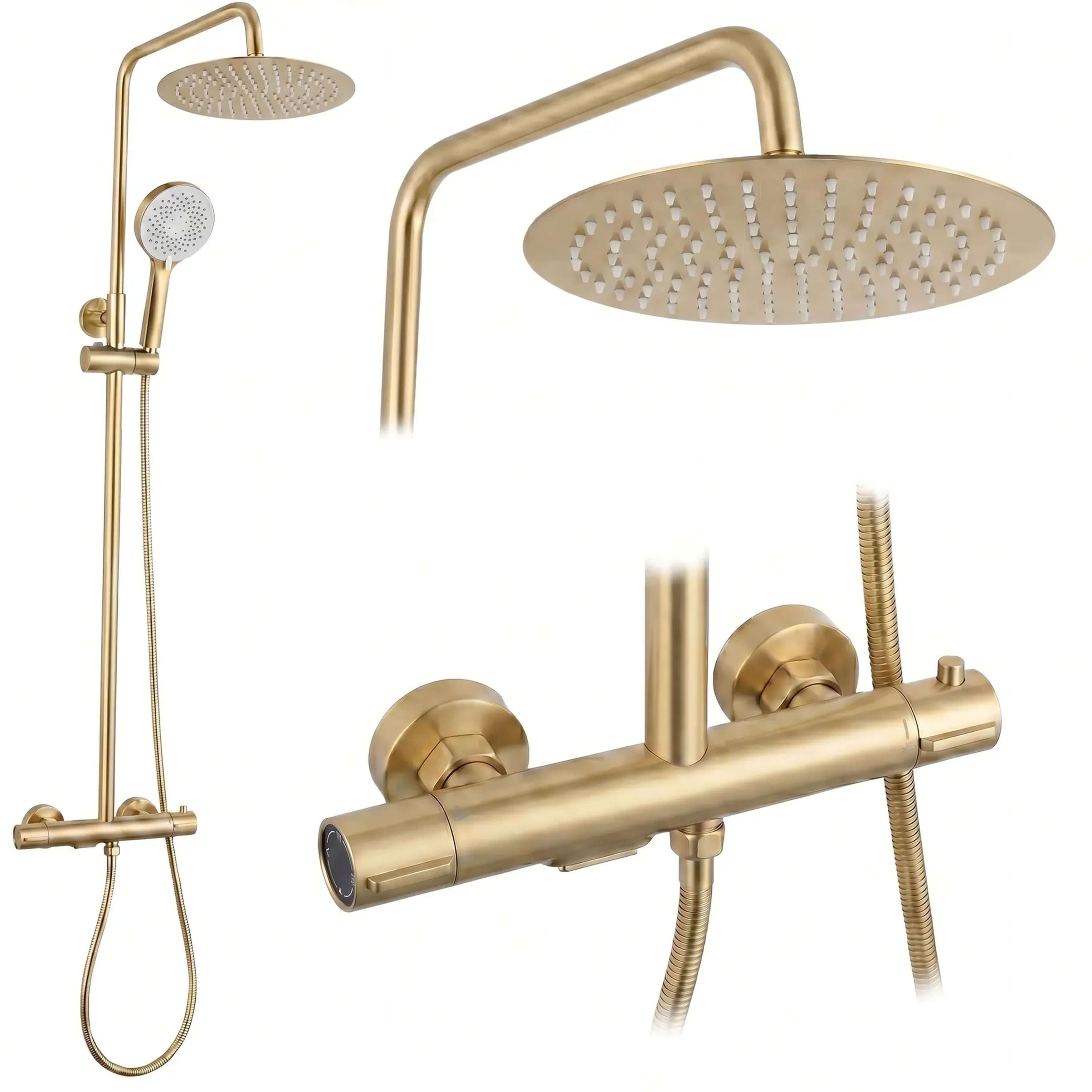 Rea Drop set de duș perete cu termostat cu duș de ploaie auriu REA-P9662