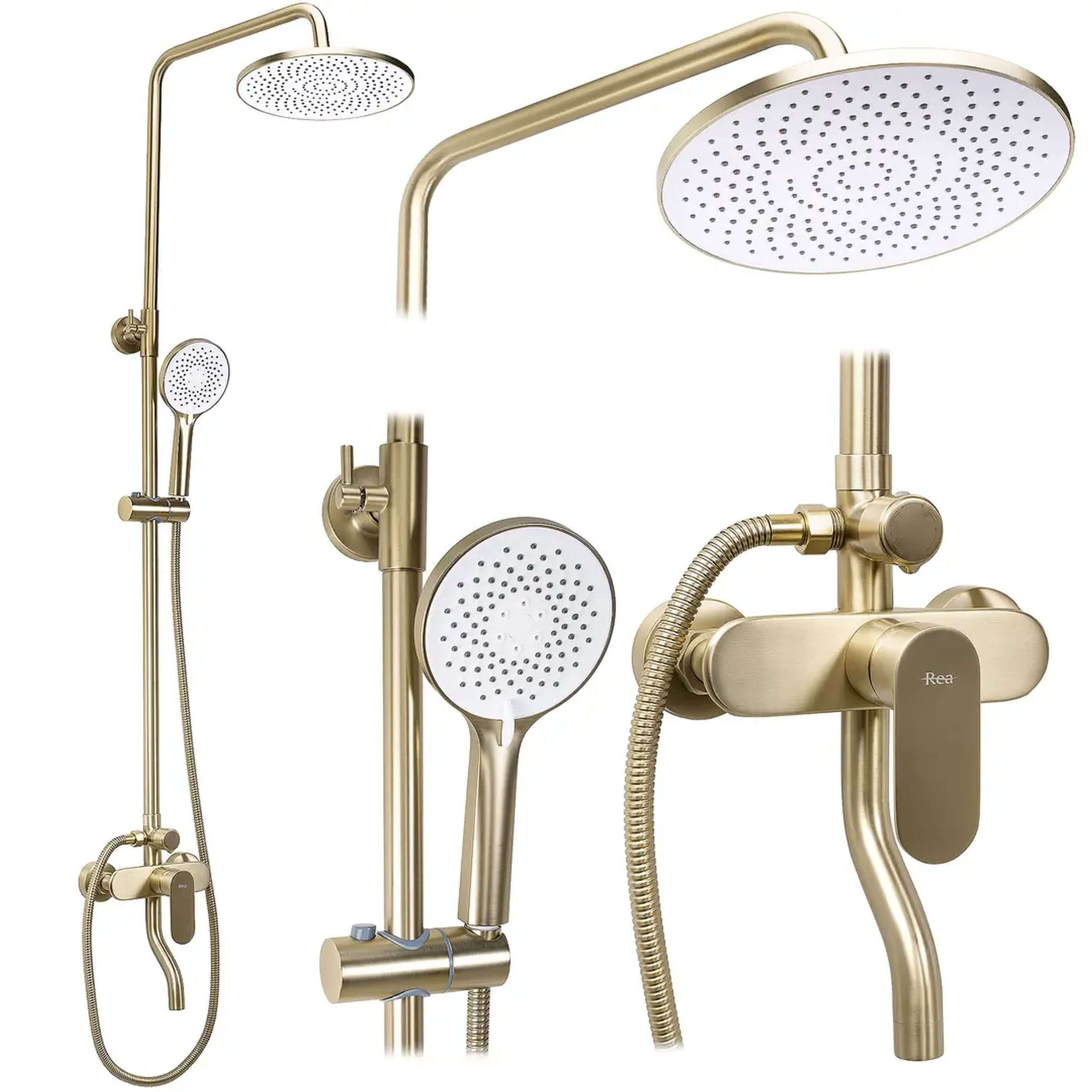 Rea Drop set de duș perete cu duș de ploaie auriu REA-P7063