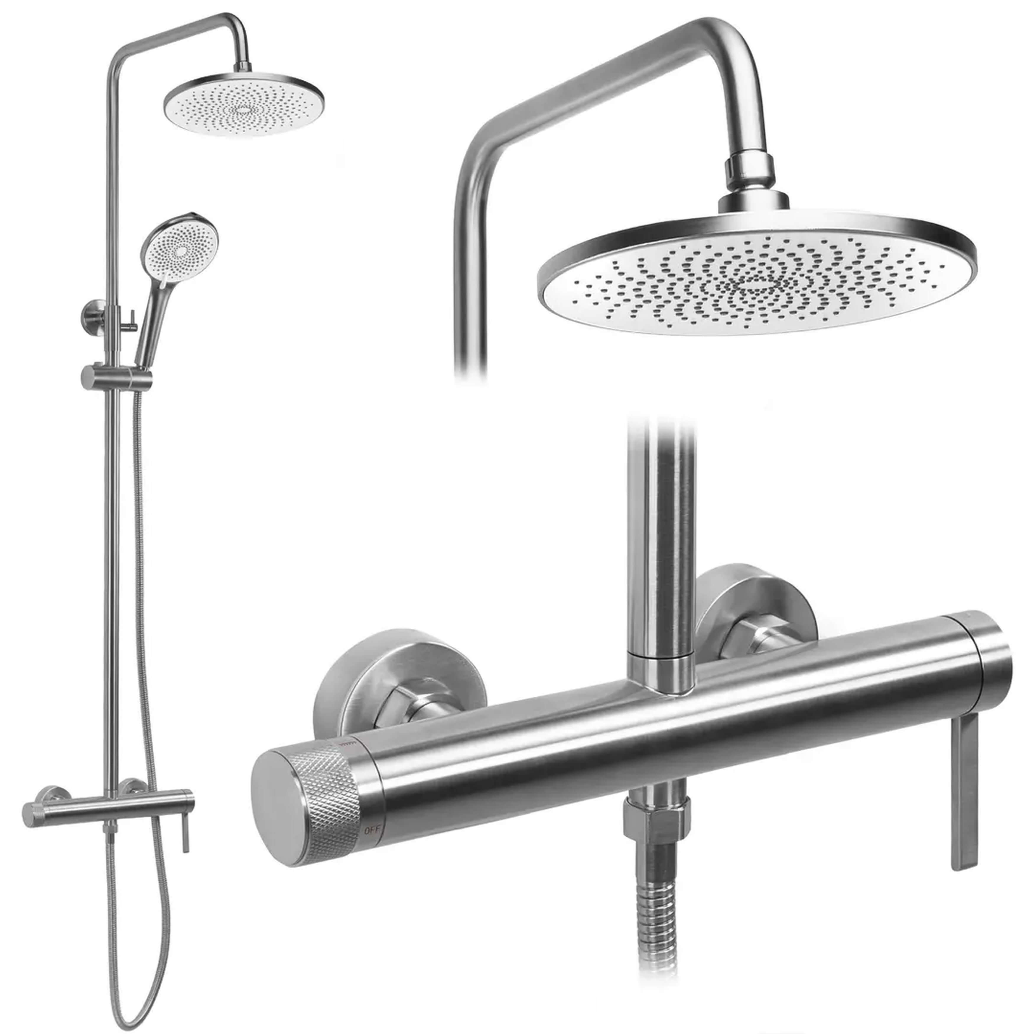 Rea Rivo set de duș perete cu duș de ploaie oţel REA-P9498