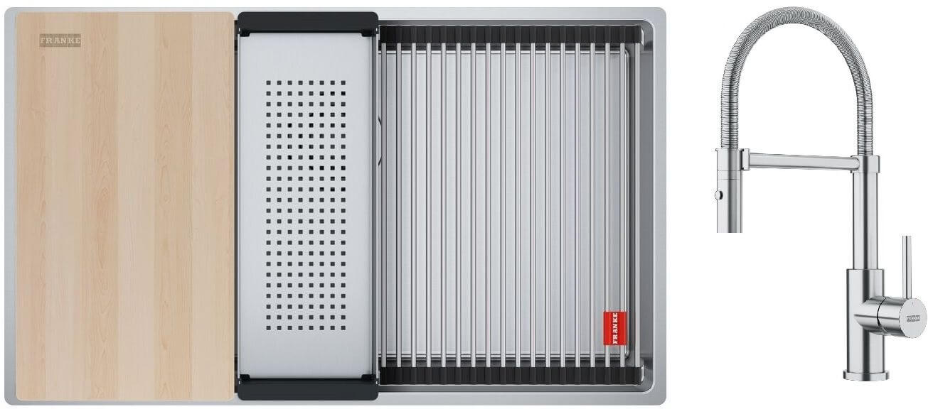 Set chiuveta din otel Franke Box 127.0749.859, baterie bucătărie Franke Smart Glenda 115.0747.475