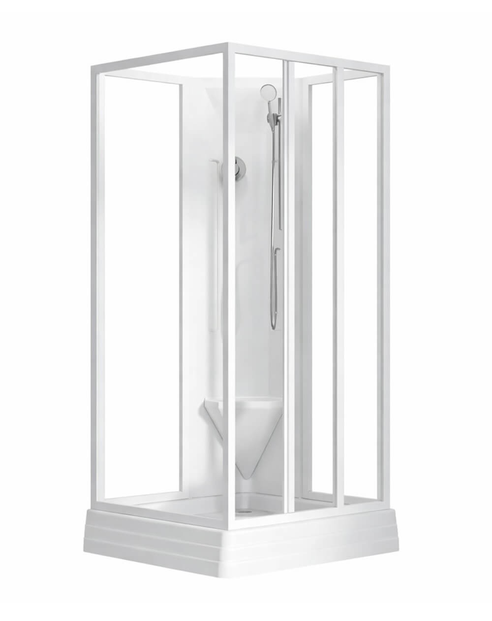 Ravak Supernova cabină cu cădiță 80x80 cm pătrat alb luciu/sticlă transparentă 83644112Z1