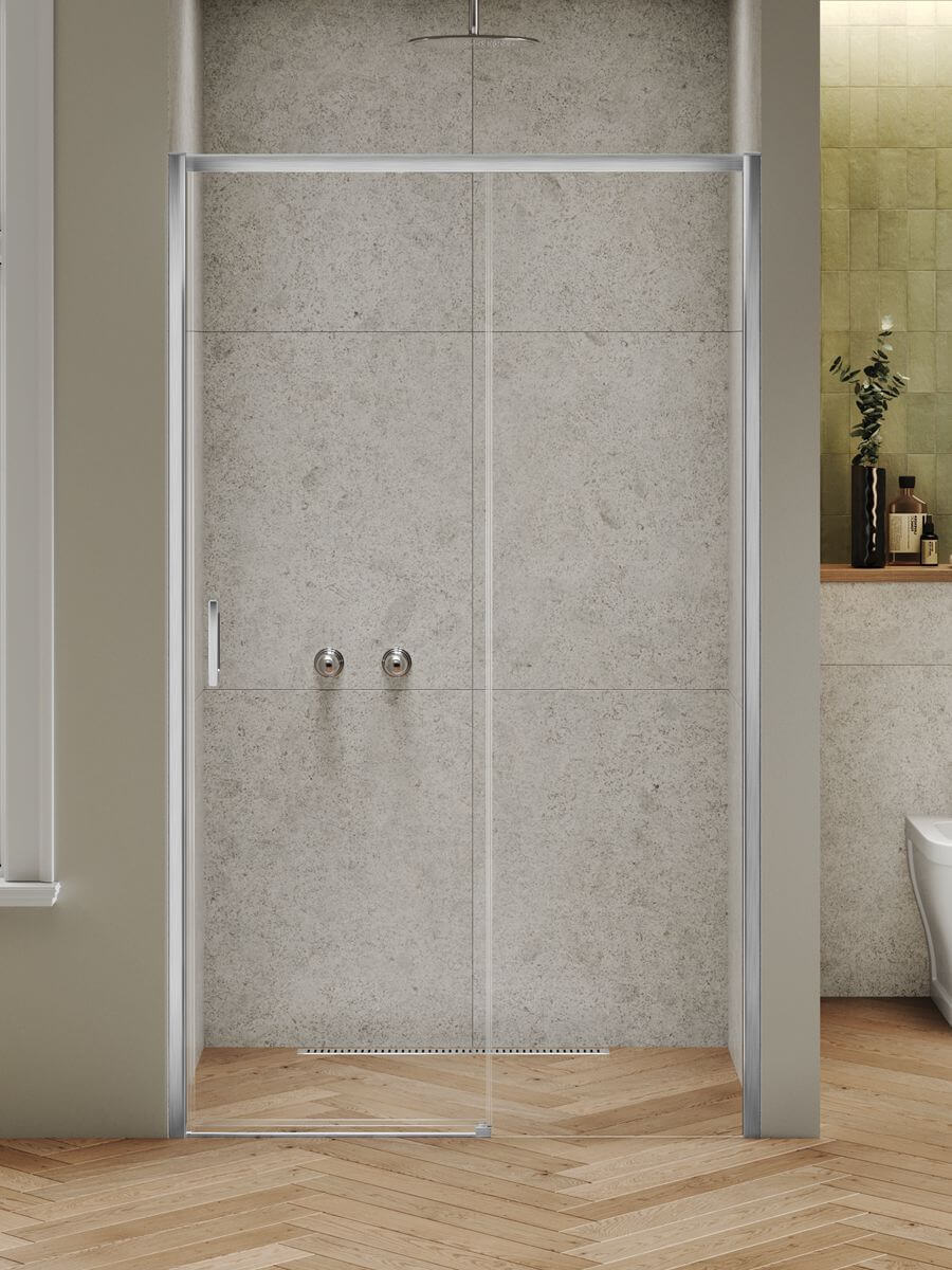 New Trendy Prime Nickel Brushed uși de duș 130 cm culisantă nichel periat/sticlă transparentă D-1348A
