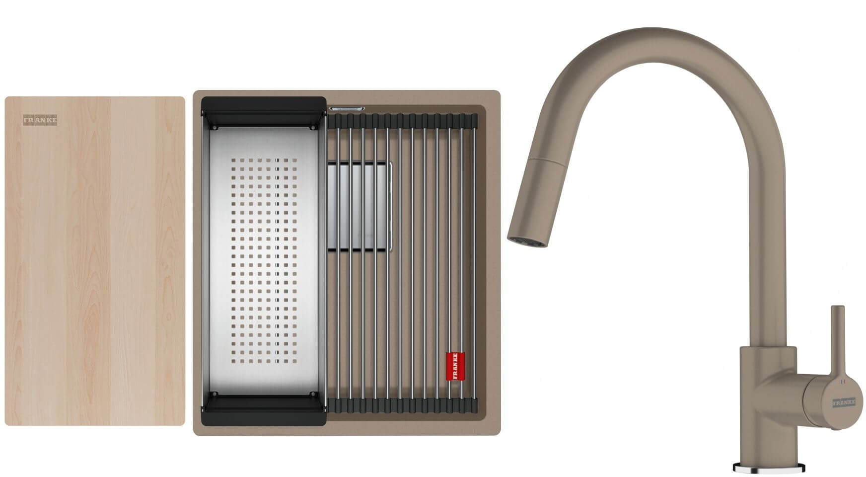 Set chiuvetă din granit Franke Kanon 125.0749.647, baterie bucătărie Franke Lina 115.0626.084
